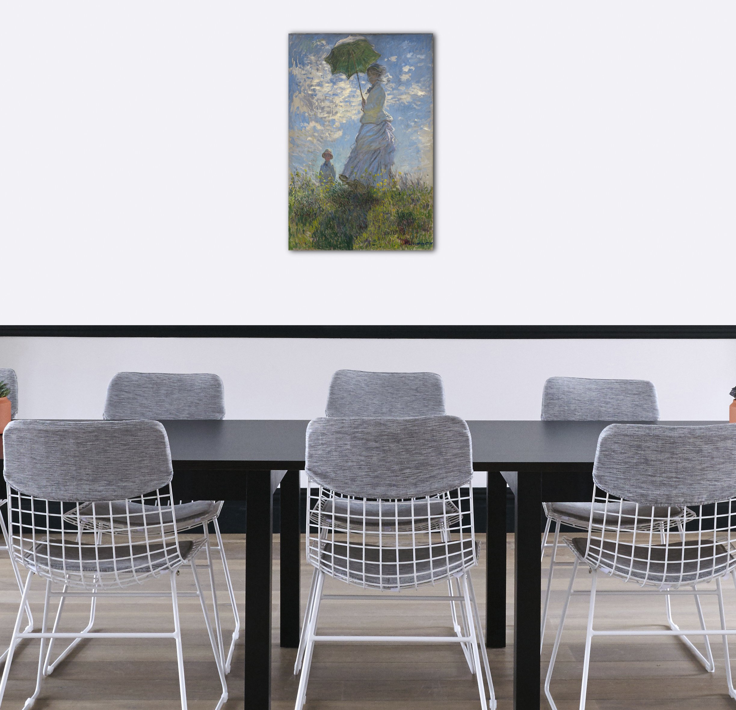 Printed Paintings Impression sur Toile (80x120cm): Claude Monet - Femme avec Parapluie - Madame M