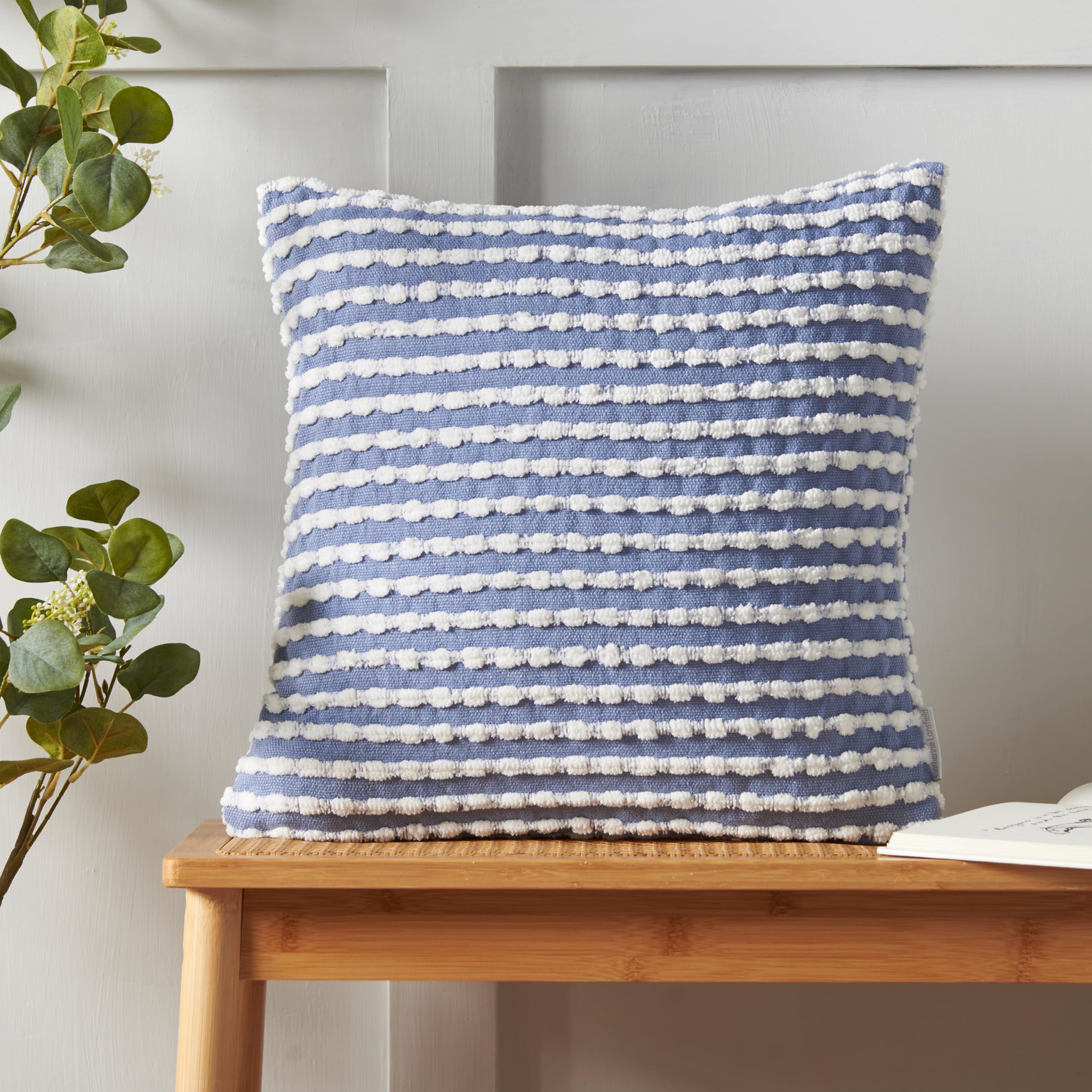 Catherine Lansfield  Blue Stab Stitch Zip Closure 43X43cm Cushion in Size 43, Sports Direct