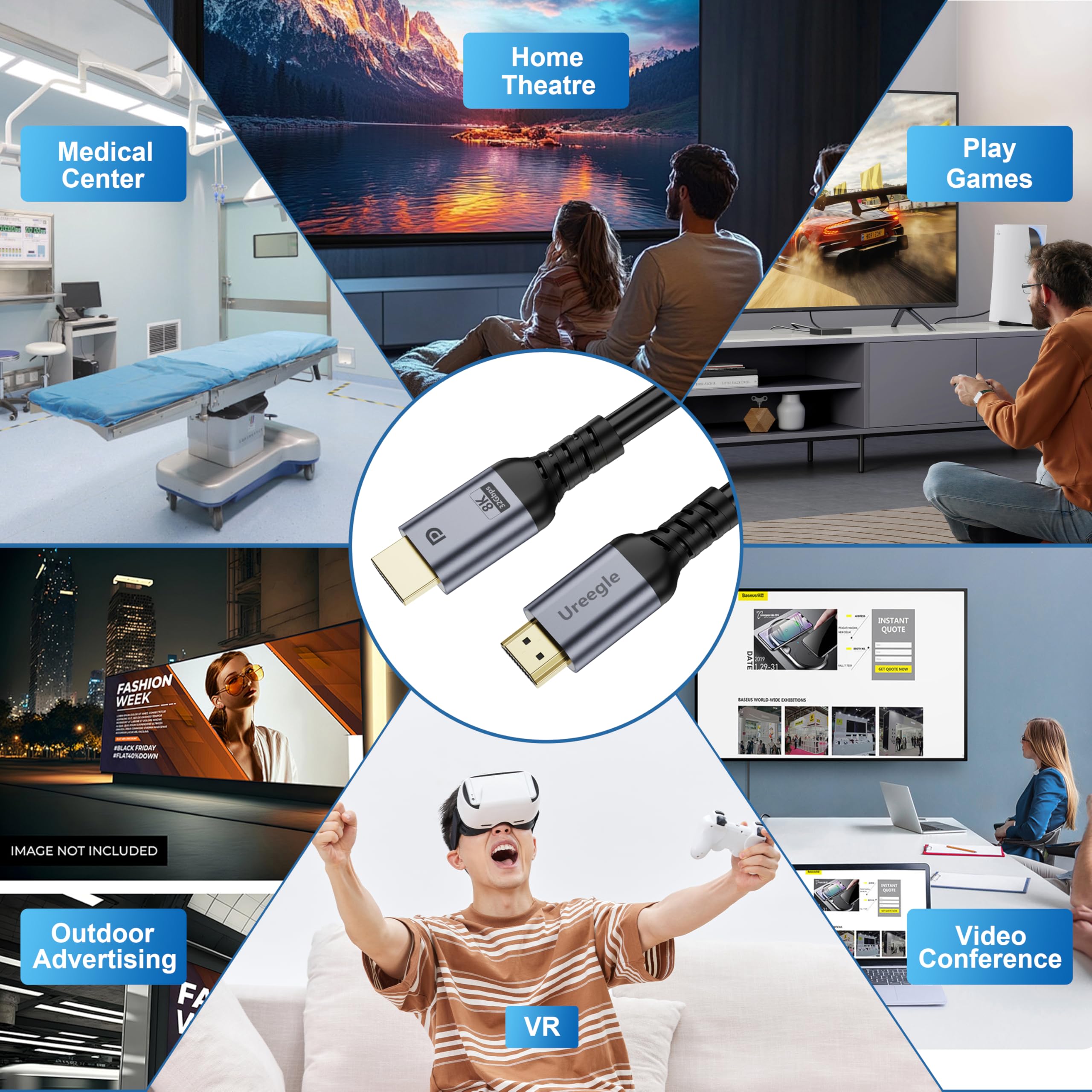 Cavo Displayport 8K 16.5FT, DP 1.4 32.4Gbps 8K @60Hz, 4K @240Hz | Cavo Display Port Supporto FreeSync, G-Sync, HDR10, HDCP, DSC 1.2a, per grafica 4090,7900/PC/HDTV/Gaming Monitor/PC