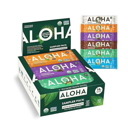 ALOHA Organic Plant Based Protein Bars, 12-count (multiple varieties) - $23.99
