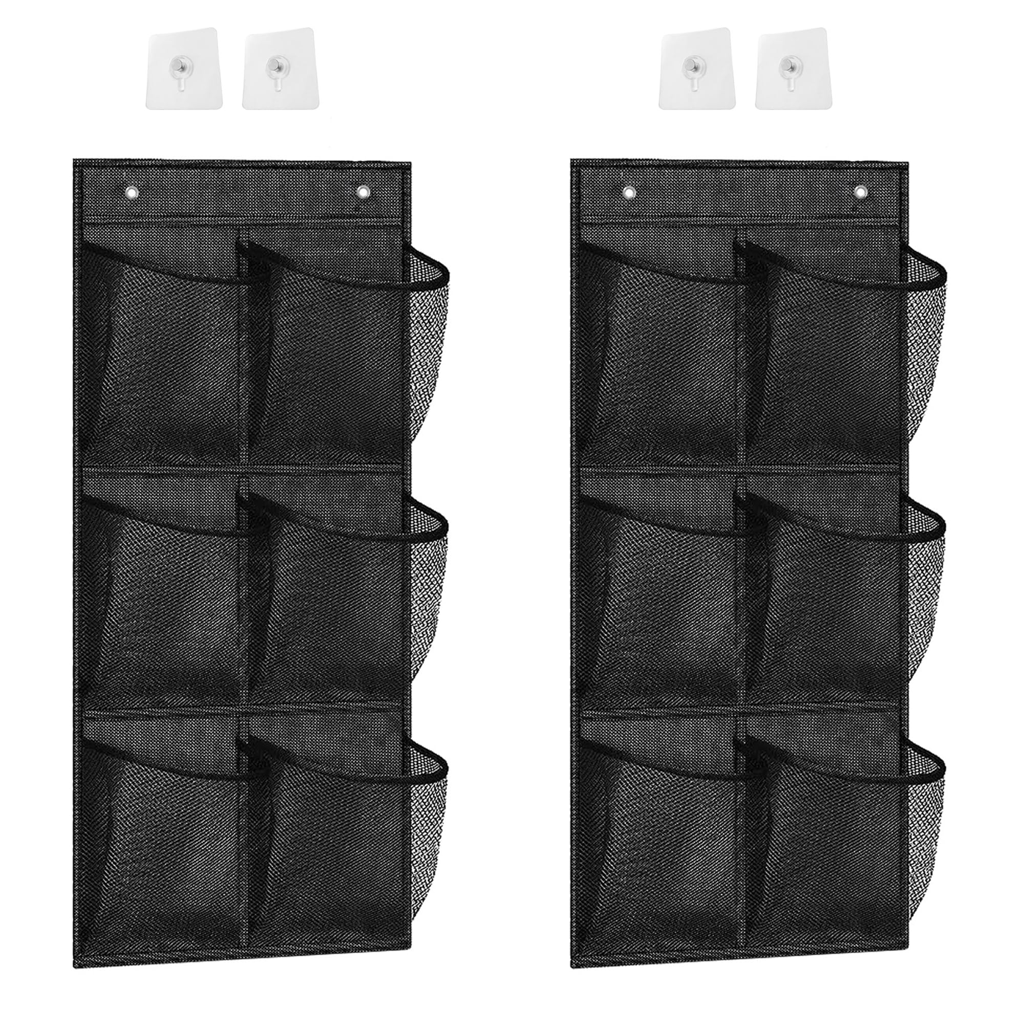 2+2 pcs Sur La Porte Organisateur De Chaussures,Organisateur Sur La Porte Pour Chaussures,Organisatrice Suspendu Multifonctionnel,Avec 2 Crochets,Pour Chambre à Coucher,Salle De Bain (noir)