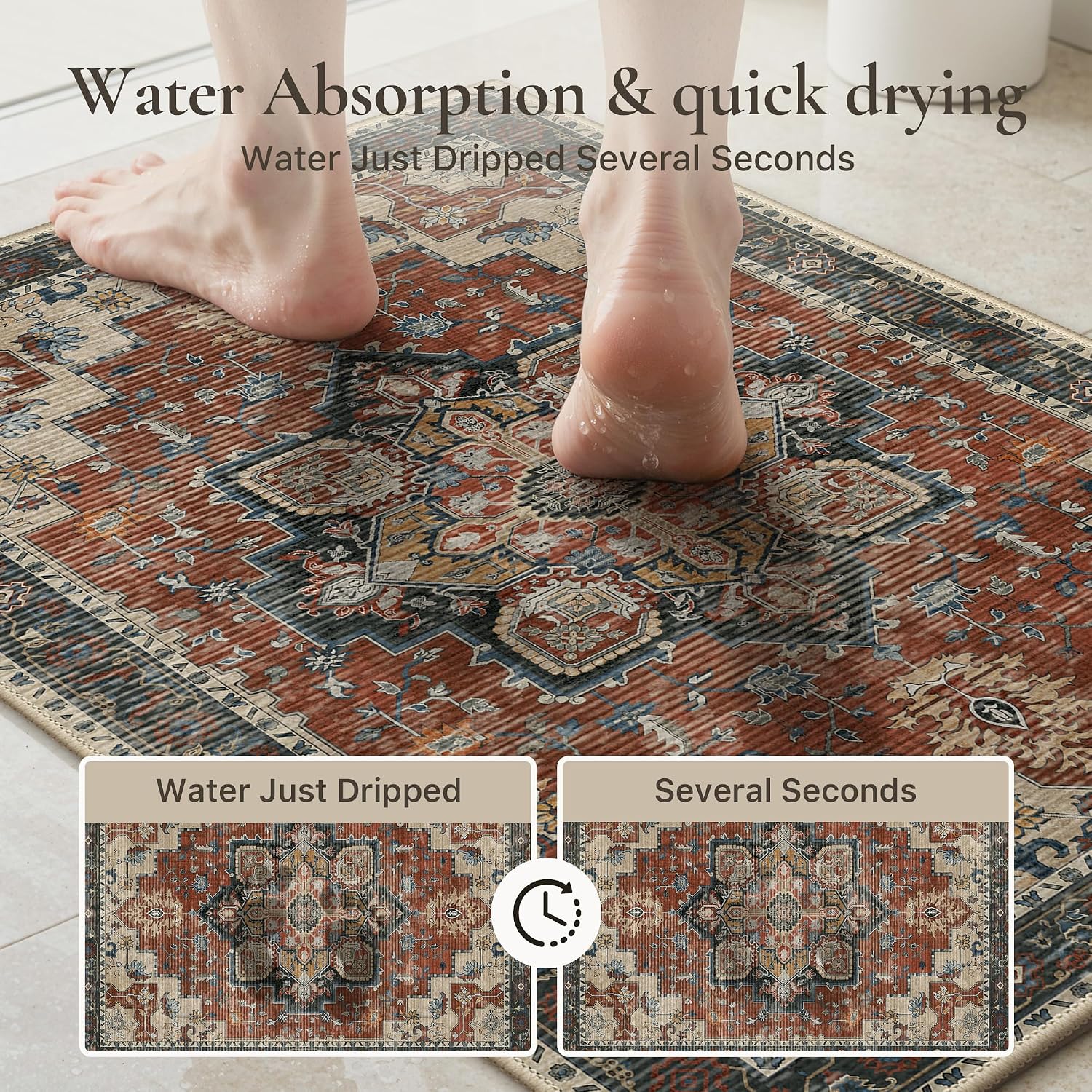 sarben Boho Bathroom Rugs 36"x24" Non Slip Washable for Tub, Annatto image 4