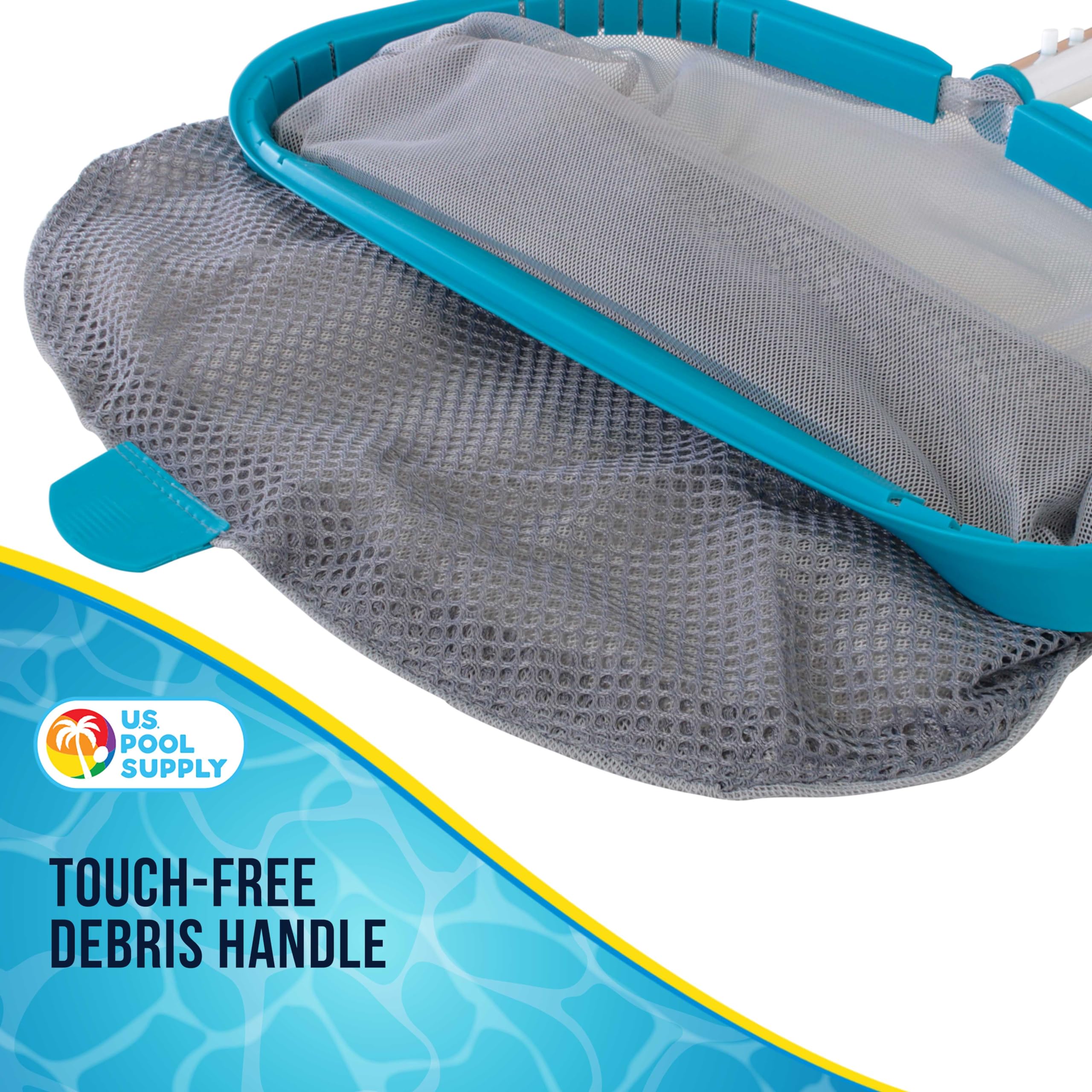 U.S. Pool Supply Professioneller, strapazierfähiger 45,7 cm Langer Laubkescher für Schwimmbecken, mit tiefer Netztasche mit doppelt genähter Netztasche – starker Aluminiumrahmen für schnellere