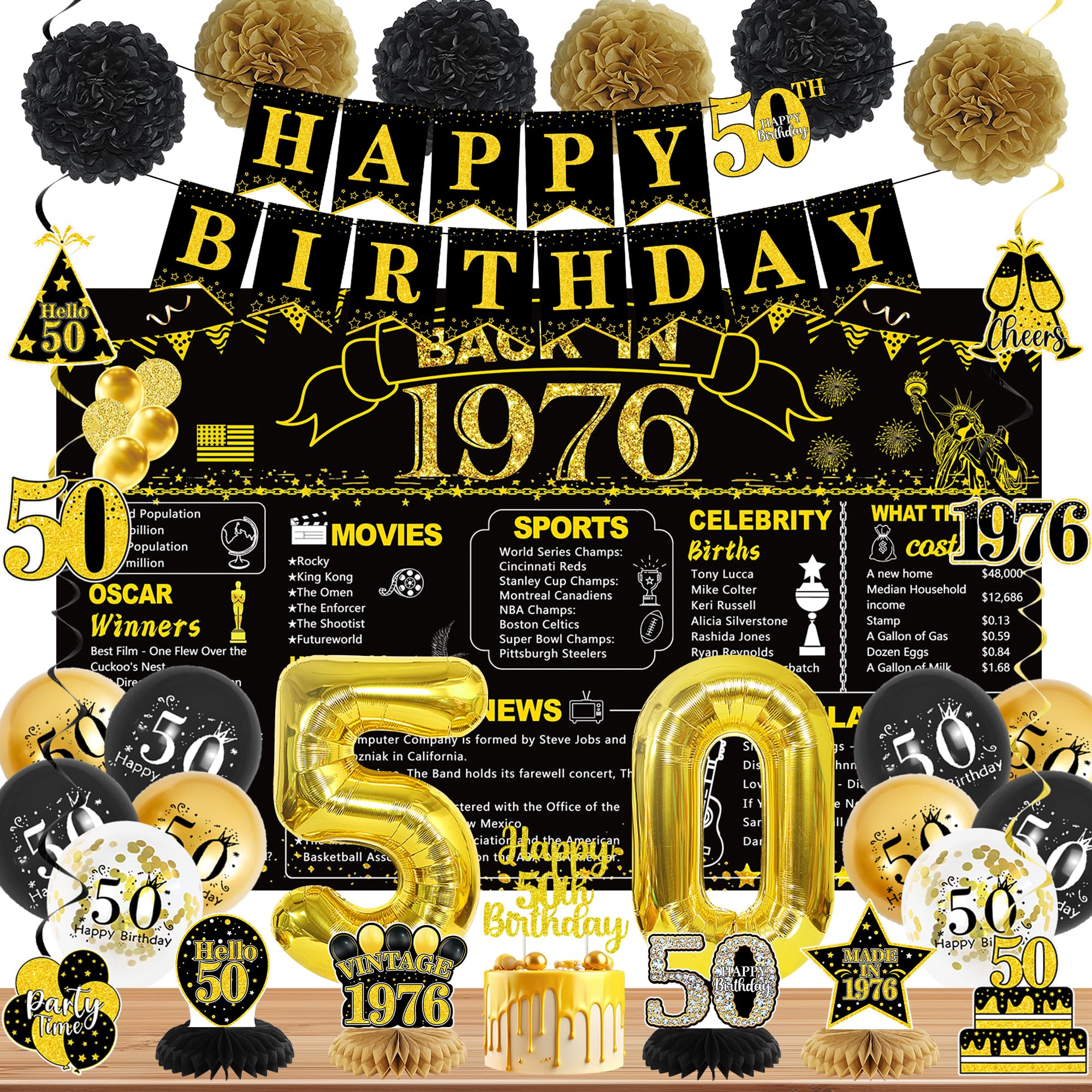 DARUNAXY 50th Birthday Decorations 30 Pcs