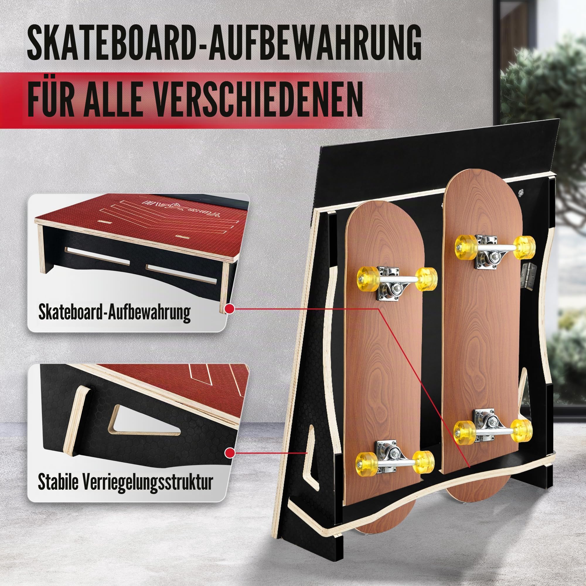 Yes4All Einteilige Skateboard-Rampe, Fahrrad-Rampe, Skate-Rampe - Design für Anfänger, langlebiger, Kapazität 100 kg
