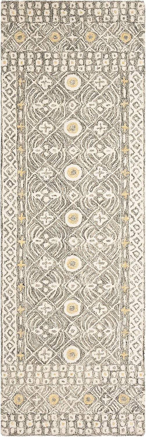 SAFAVIEH Micro-Loop Collection Accent Rug - 2'6" x 4', Charcoal & Ivory, Handmade Wool, Ideal for High Traffic Areas in Entryway, Living Room, Bedroom (MLP801H)