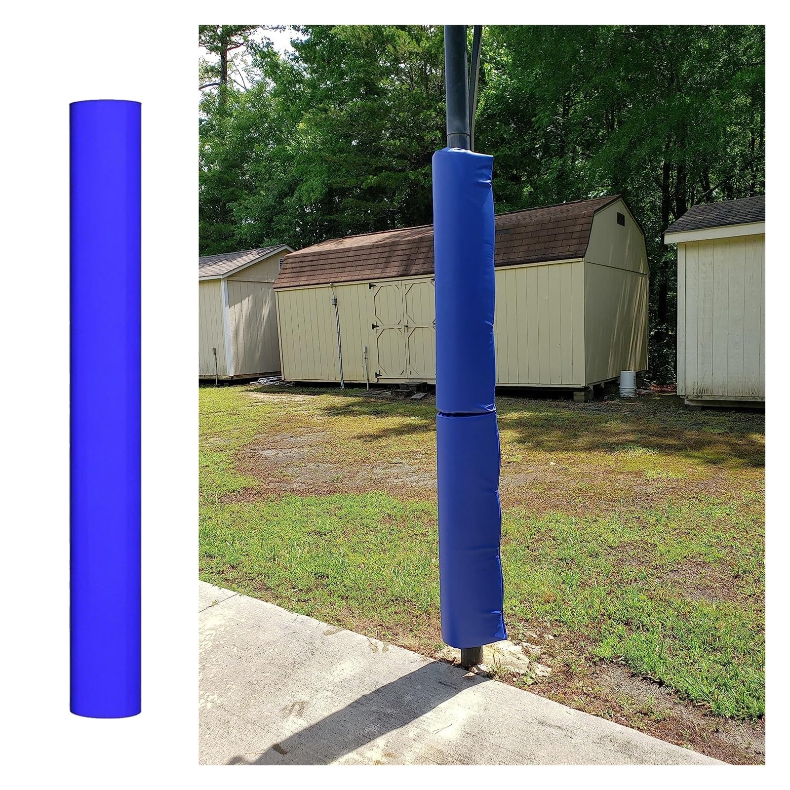 Outdoor Basketball Hoop Padding for Pole, Foldable Padding to Wrap Around Metal Pole, Dia 4.5 5.5 6.5 8.7 IN, Customizable Poles Anti-collision Pad Detachable & Reusable(H-5.9ft Blue,Dia 0.45ft)