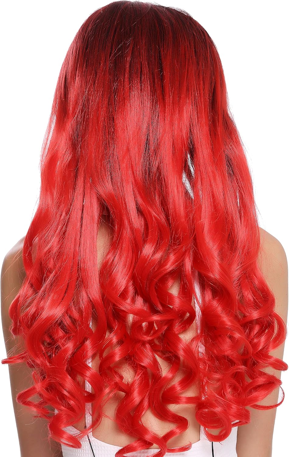 WIG ME UP, ZM-1707-1BT113 Lady Quality Wig Long Smooth Curled Tips Middle-Parting Ombre Black Red, Ombre black red (1BT113) - Image 5