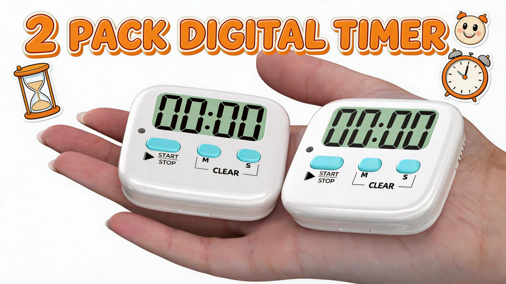 Timer Da Cucina Digitale Magnetico - Doppio Pack Con Display LCD Grande