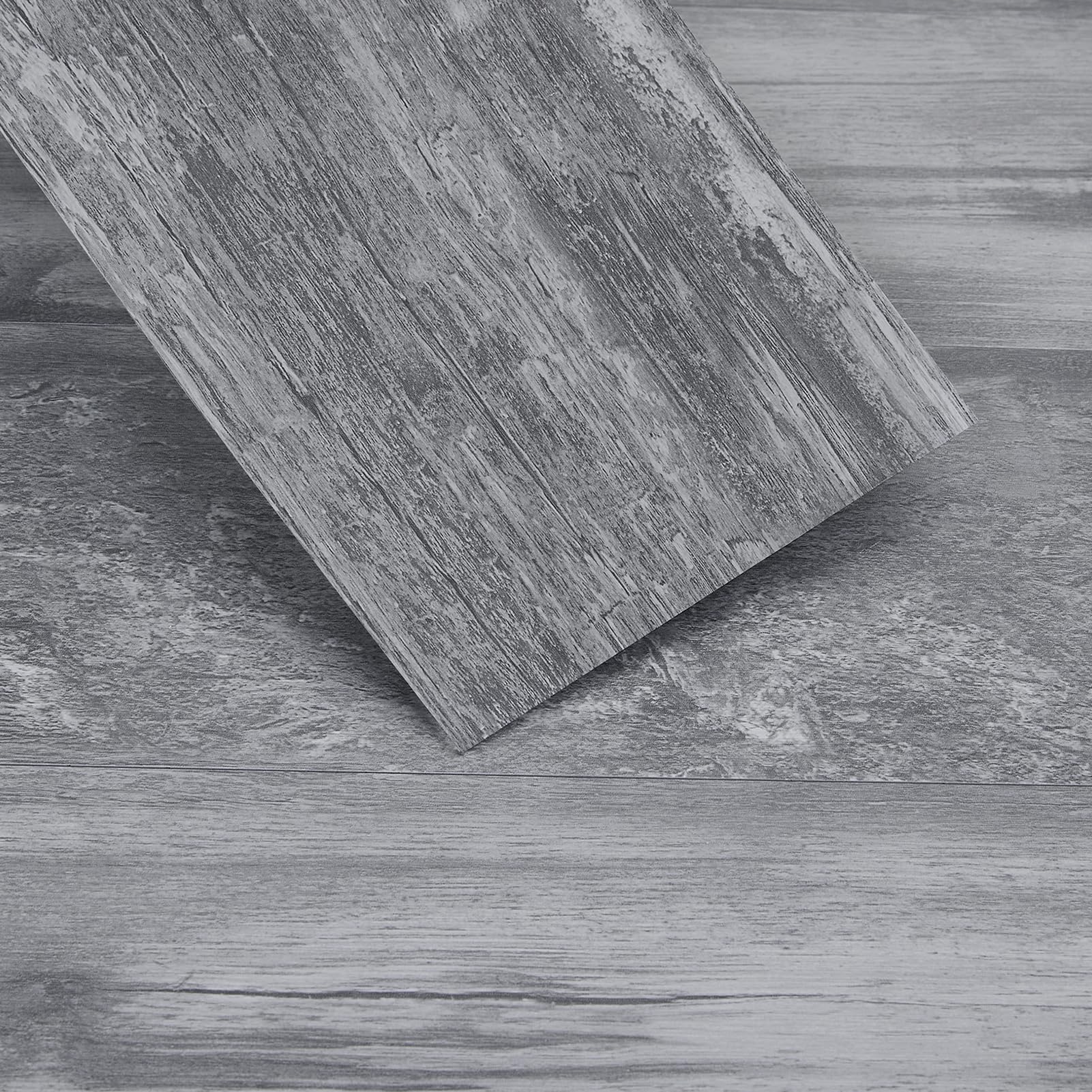 PVC Bodenbelag Selbstklebende Vinylboden Selbstklebend 5,02 m²/36 Stück 91,5 x 15,2cm -Dicke 1.5 mm für Küche Bad Wohnzimmer，Graue Holzkorn
