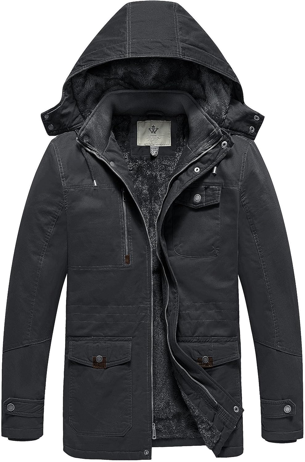 WenVen Men’s Winter Thicken Cotton Parka Jacket Warm Coat with Removable Hood WenVen Men’s Winter Thicken Cotton Parka Jacket Warm Coat with Removable Hood