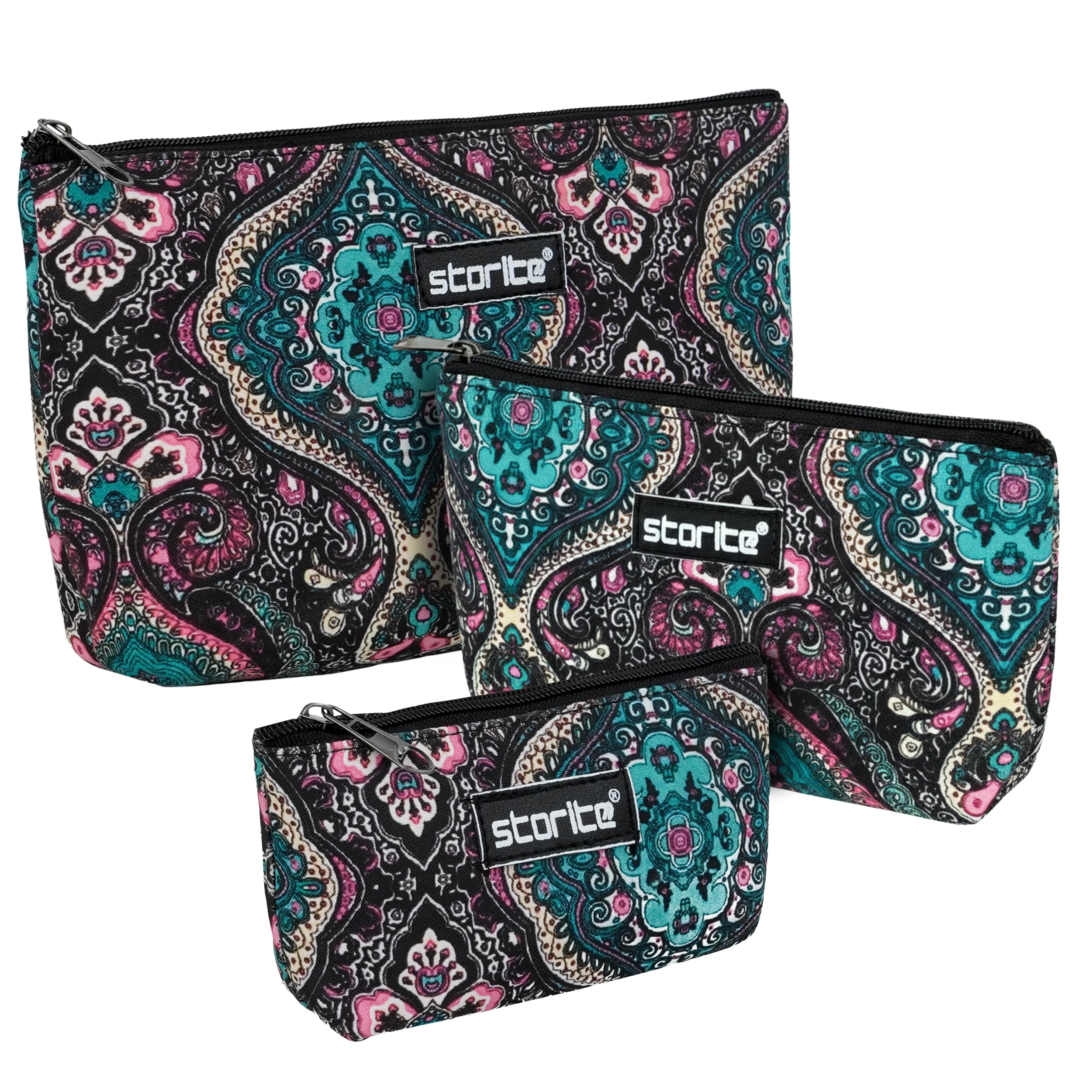Storite 3-Piece Travel Makeup Pouch Set for Women Cosmetic Organizer | Multipurpose Organizer Ideal For Travel Toiletries Vacations Office Home Storage And Daily Essentials