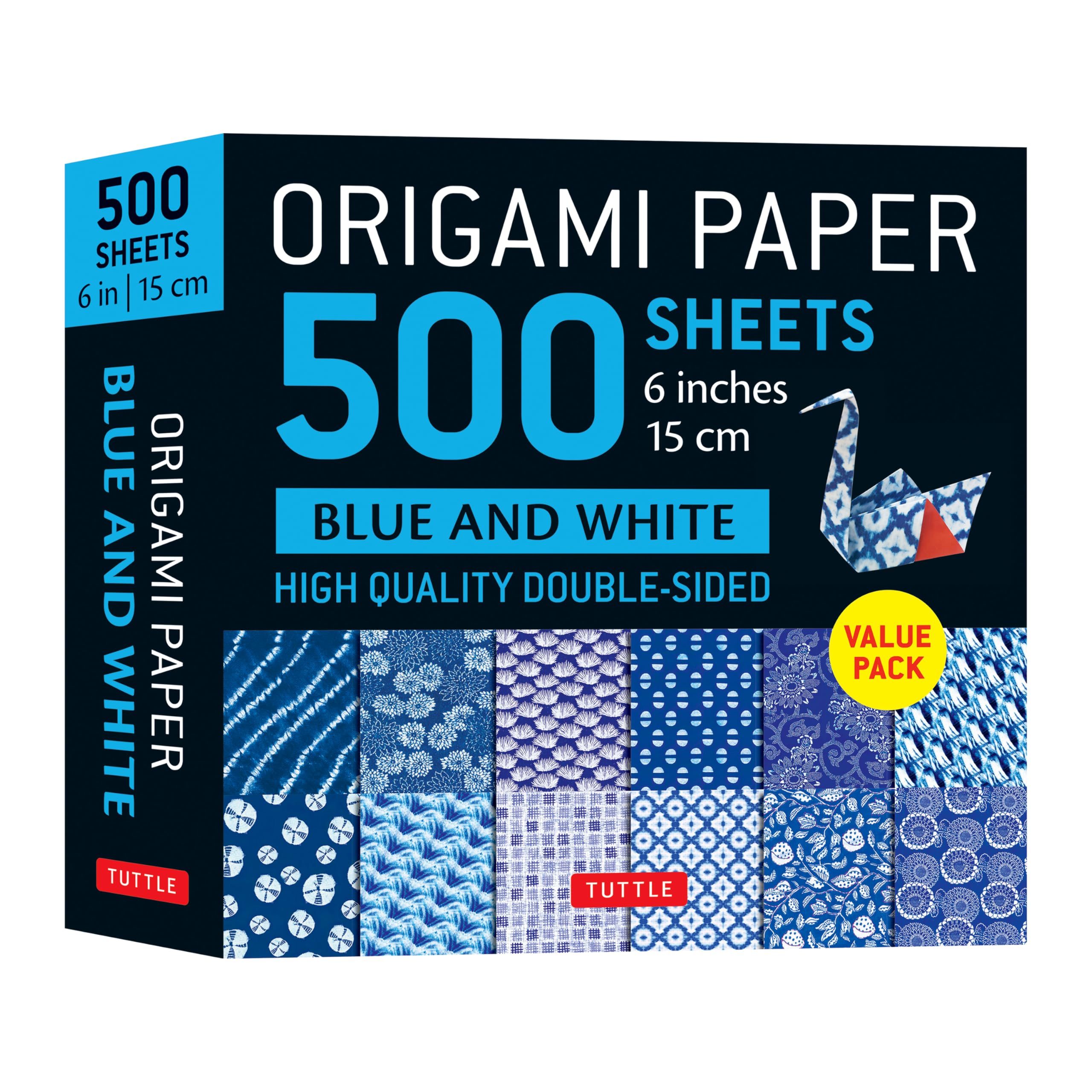 Origami Paper 500 sheets Blue & White 6" (15 cm) : Tuttle Origami Paper: Double-Sided Origami Sheets Printed with 12 Different Patterns (Instructions for 5 Projects Included)