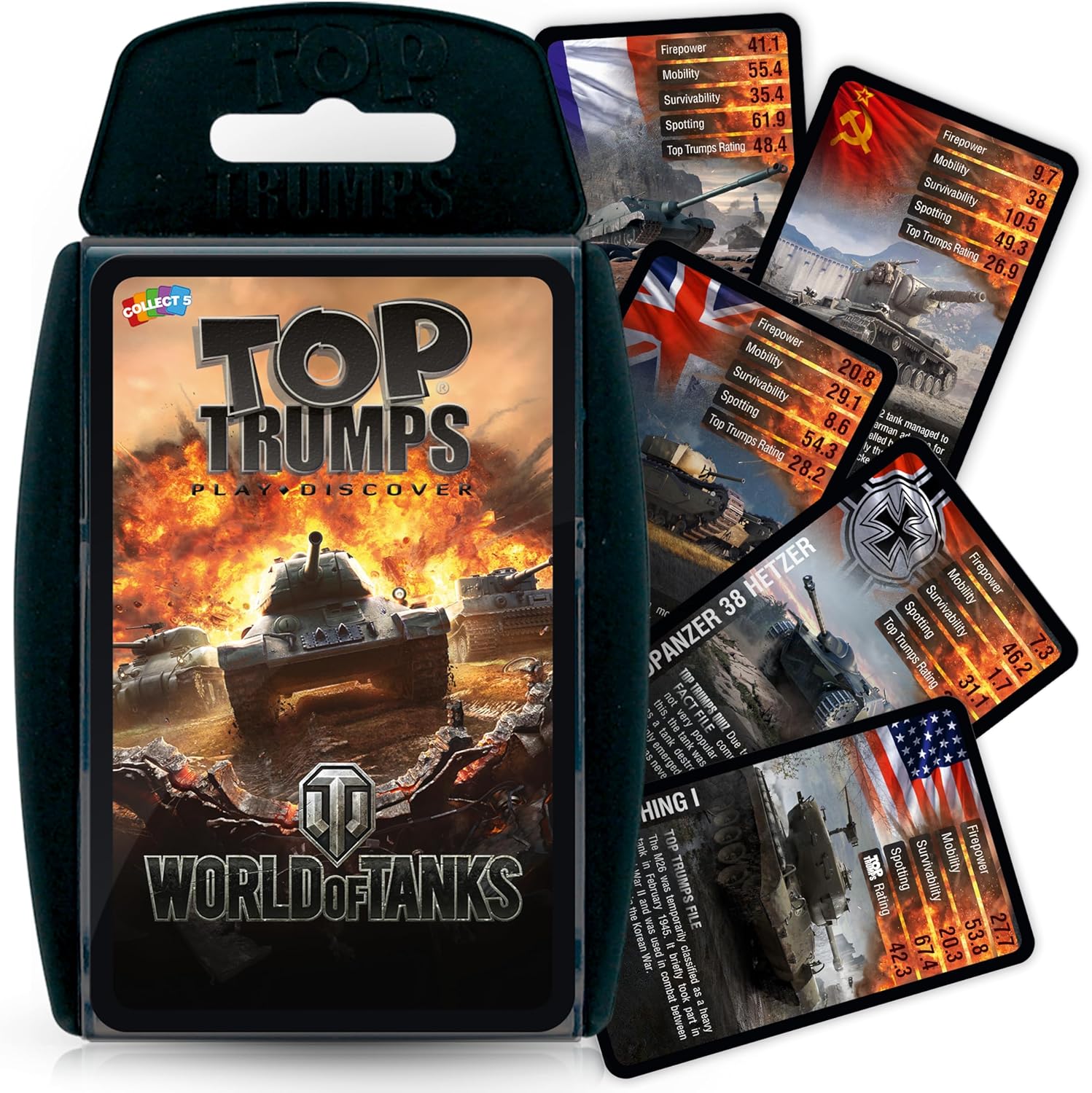 Top Trumps World of Tanks Classic Card Game, Learn about Shermans, Churchills, Tigers and T-34s in this educational pack, gift and toy for boys and girls aged 6 plus