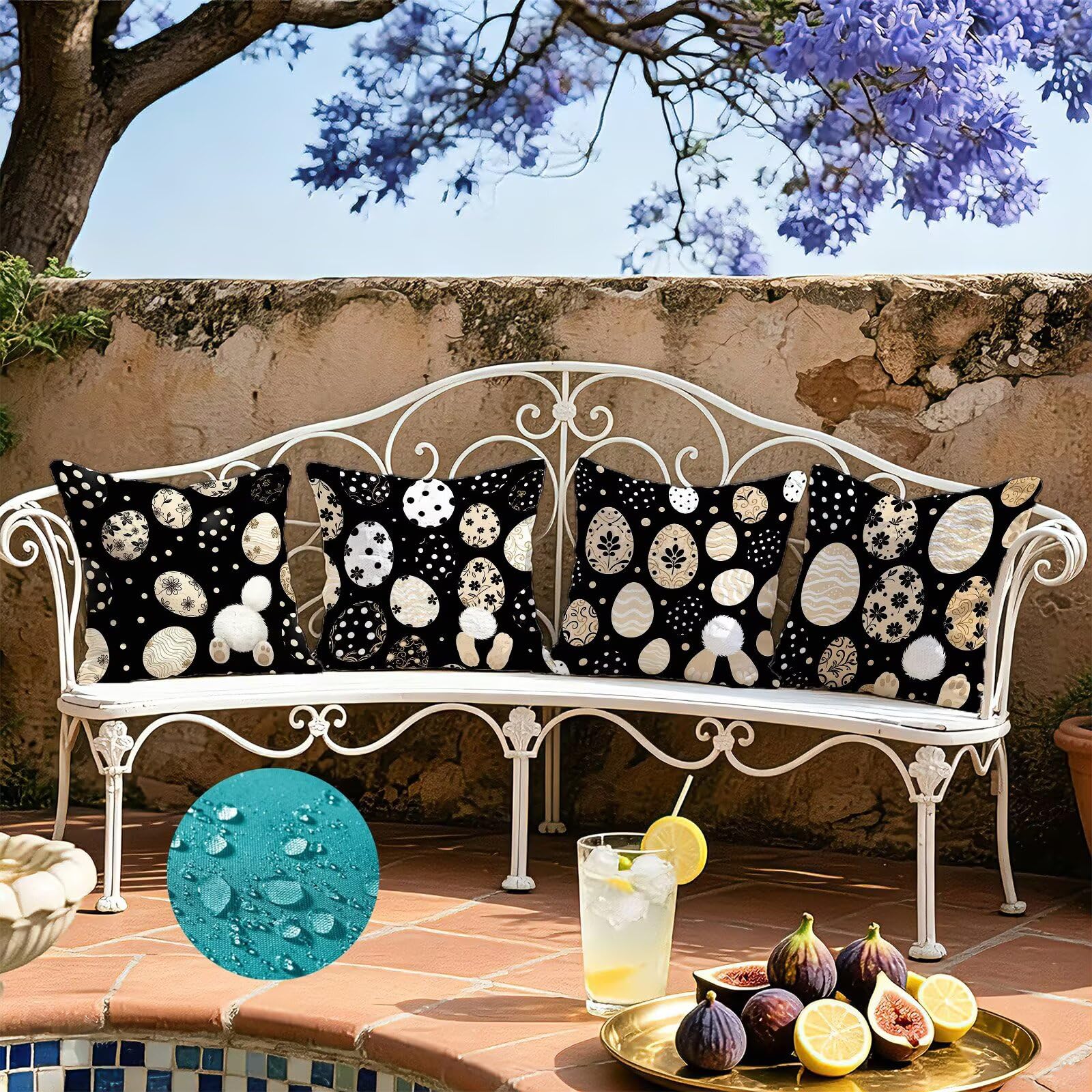 Nero Federe Cuscini Divano 40x40cm, Cuscini da Esterno Set de 4, Cod-125 | Velour Copricuscini Decorativi Letto Arredo, per Letto, Soggiorno, Giardino, Esterno, Casa Decorazione Set di 4 Animale