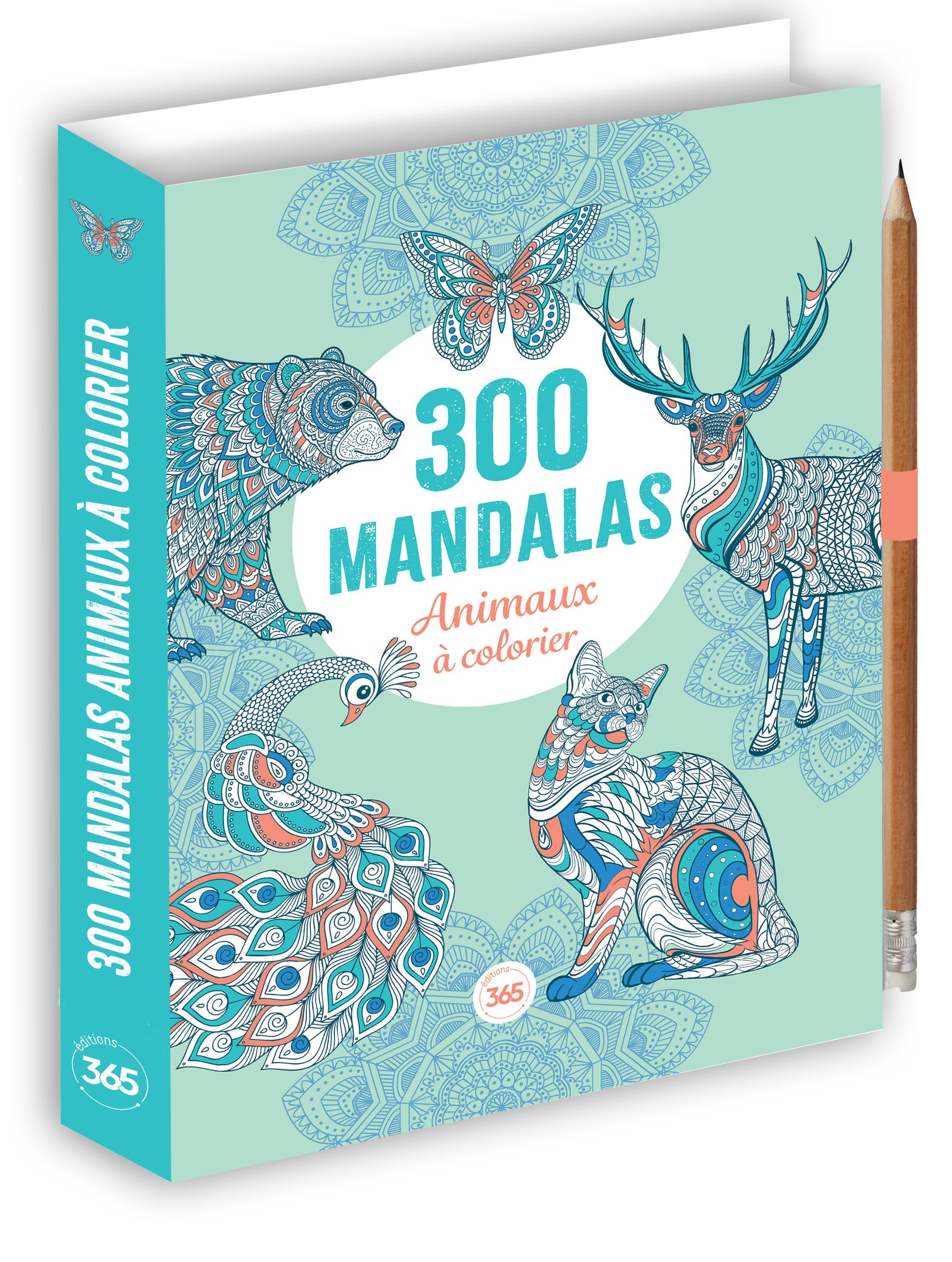 300 Mandalas - Animaux à colorier: Avec un crayon