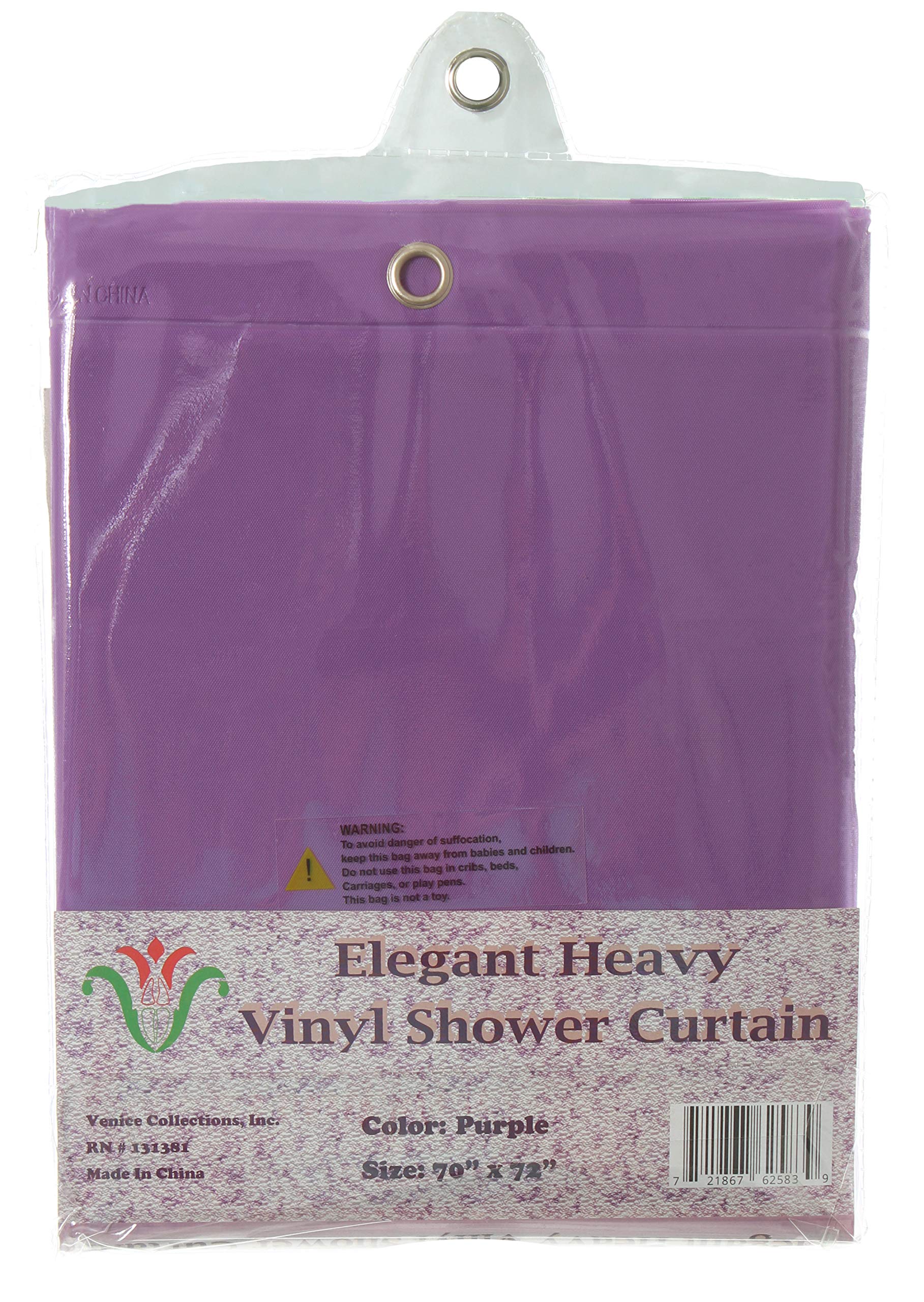 Venice Elegant Home - Cortina de Ducha de Vinilo Resistente con 12 Ojales de Metal