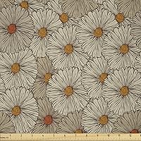 Vista 23 de Ambesonne The Yard, tela marfil de pétalos victorianos medievales barrocos de tonos suaves, patrón de primavera, tela de microfibra para artes