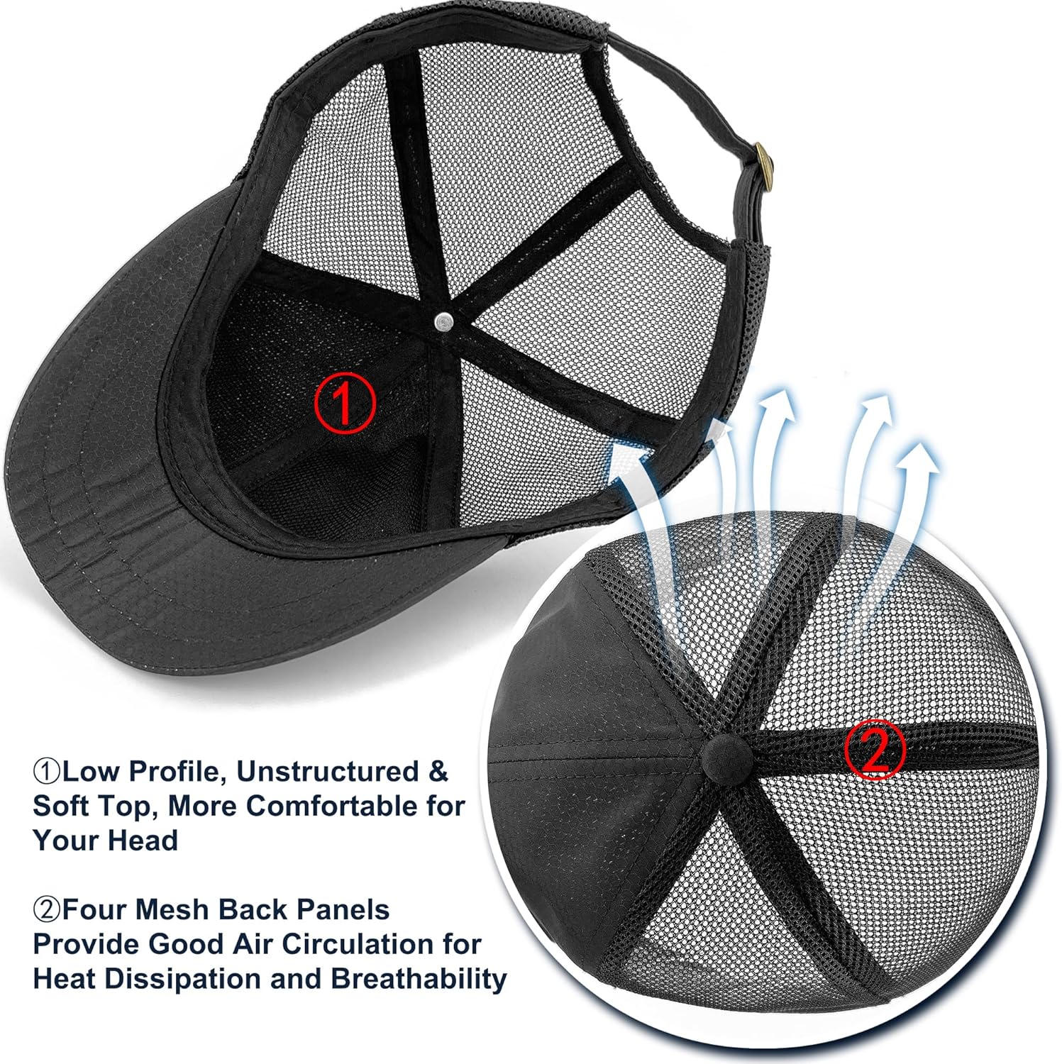 Loneshark Mesh Back Womens Short Bill Hats Unstructured Short Brim Hats for Men Running Small Brim Baseball Caps for Ladies - Image 4