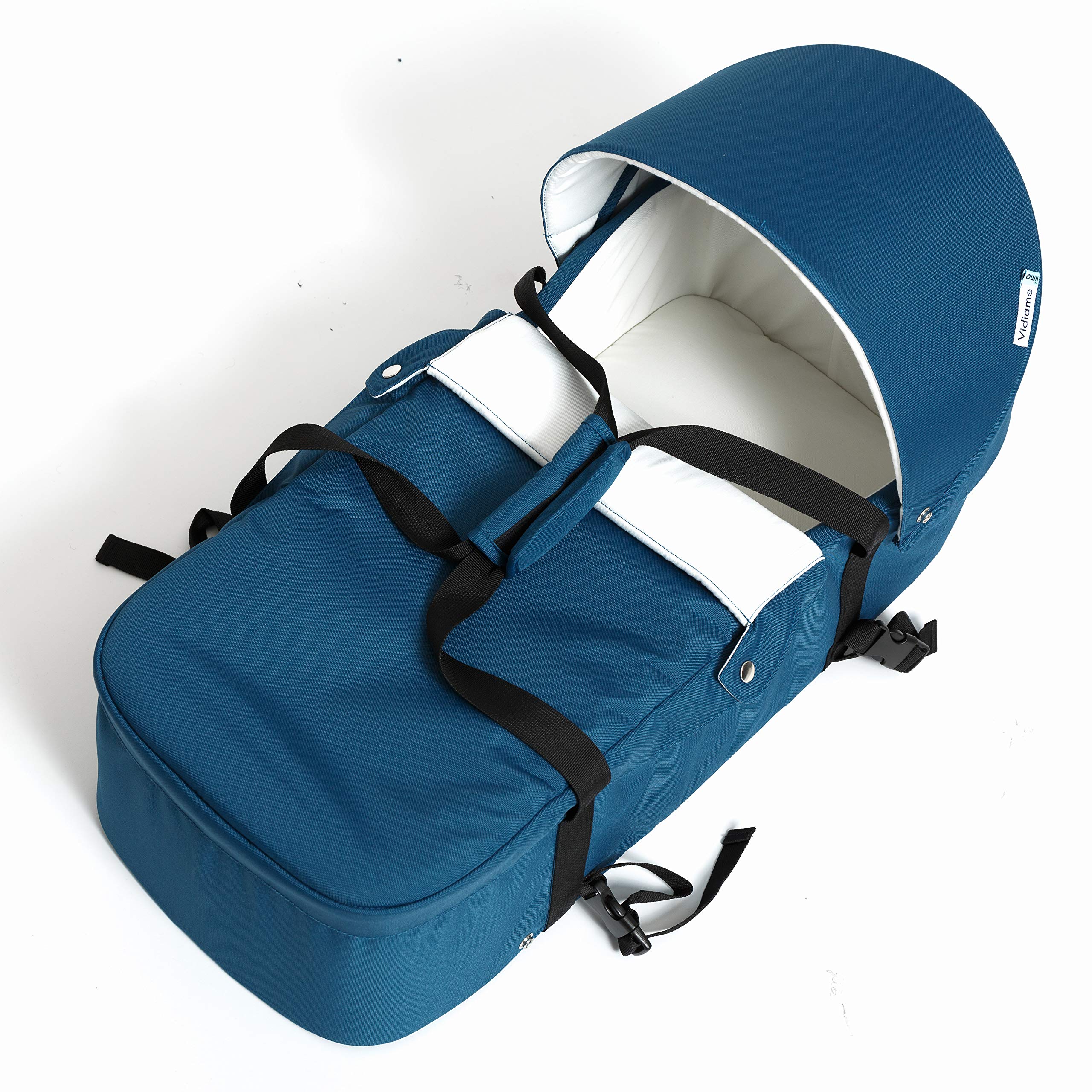Couffin - Dès la Naissance à 6 mois ou 9 kg - Souple et Léger (2 kg) - 2 Anses - Matelas et Capote Amovibles - Jupe Zippée - Déhoussable - Nacelle Compatible Poussette Limo - Coloris Bleu
