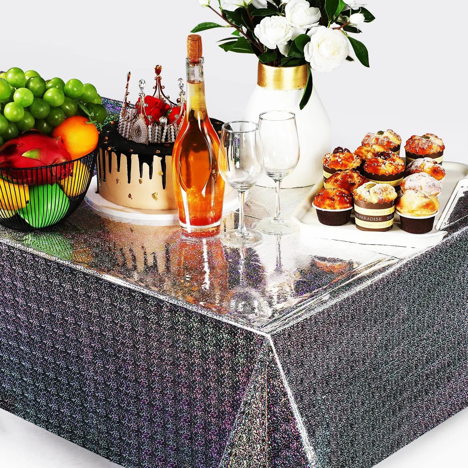 WeddHuis Lot De 2 Nappes Arc-en-Ciel Sirènes Multicolores - 137x274cm Imperméables Jetables