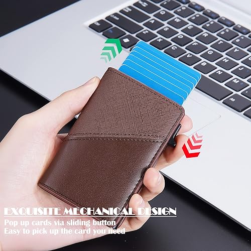 Miniatura 2 de YILANDI Billetera delgada para hombres con clip para dinero, tarjetero minimalista para tarjetas de crédito, bolsillo frontal con bloqueo RFID,
