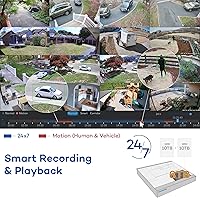 Vista 6 de ONWOTE Sistema de cámara de seguridad de 32 canales PoE, Detección de vehículos humanos AI, 32CH 4K 8MP NVR, Interruptor PoE de 32 puertos, 24