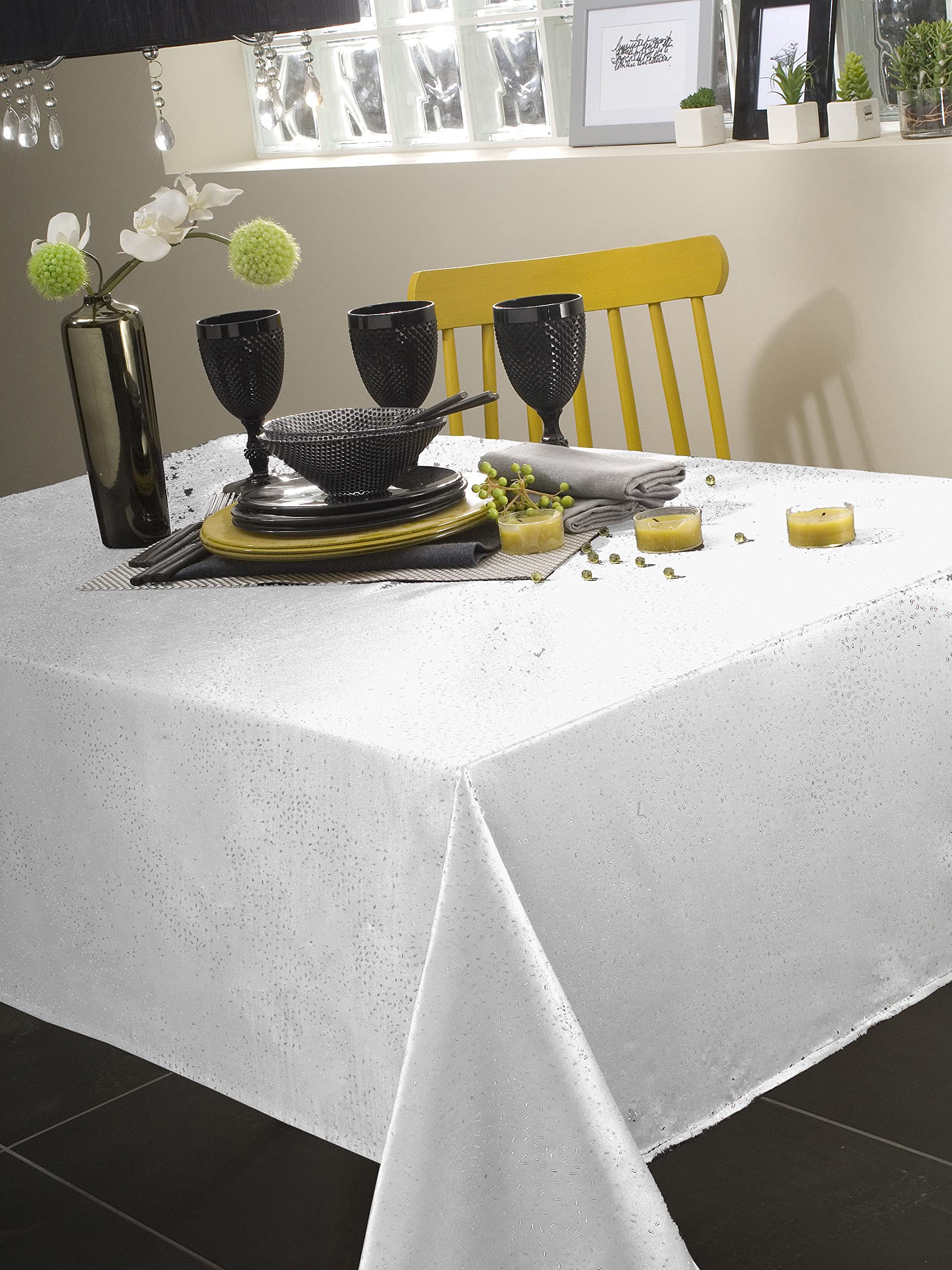 CALITEX Electra Polyester Tablecloth, White, 140 x 350 cm