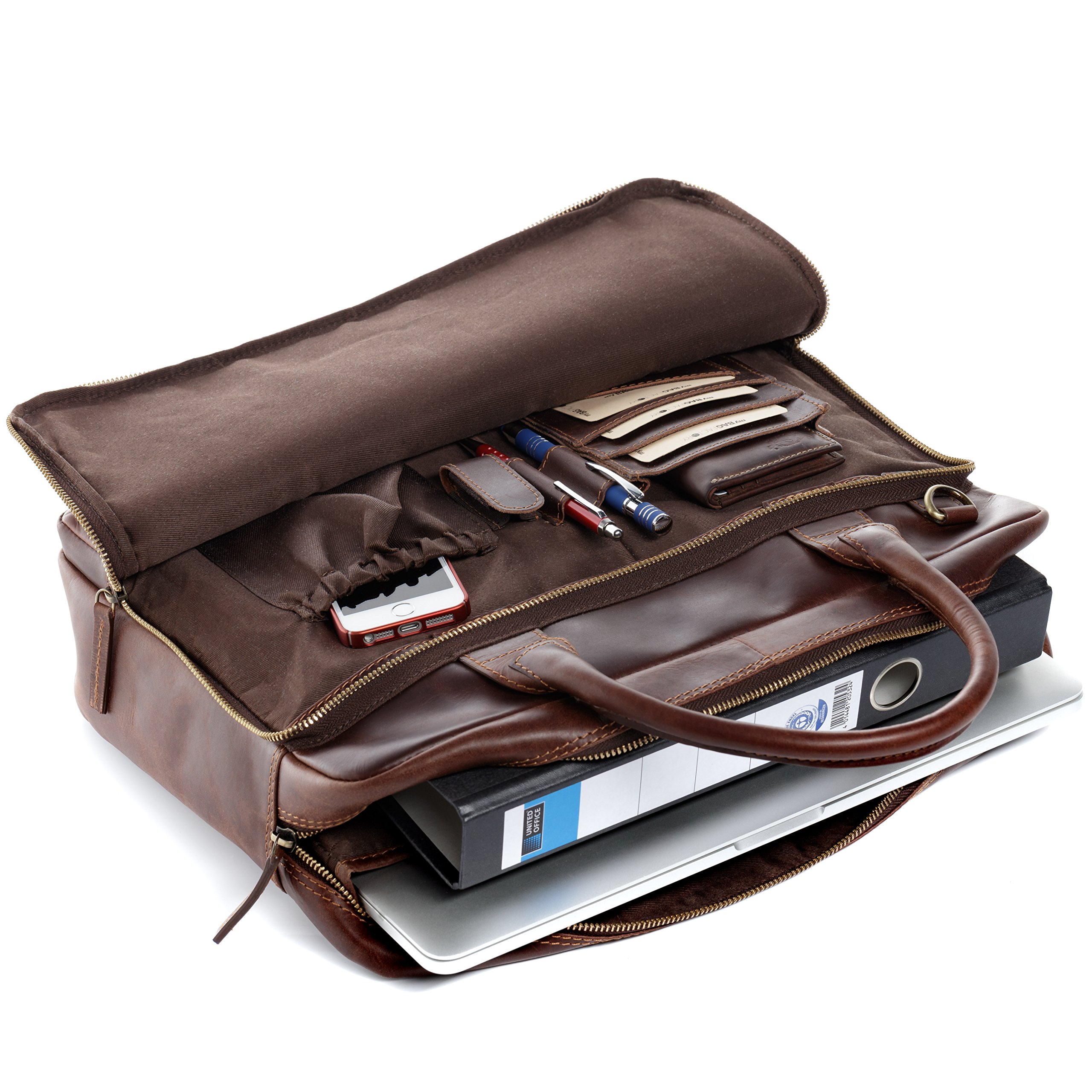 SID & VAIN® Borsa tracolla porta pc vera pelle RYAN grande XL cartella laptop computer portatile 15" Messenger porta-documenti Università Scuola Ufficio Lavoro Business uomo donna cuoio