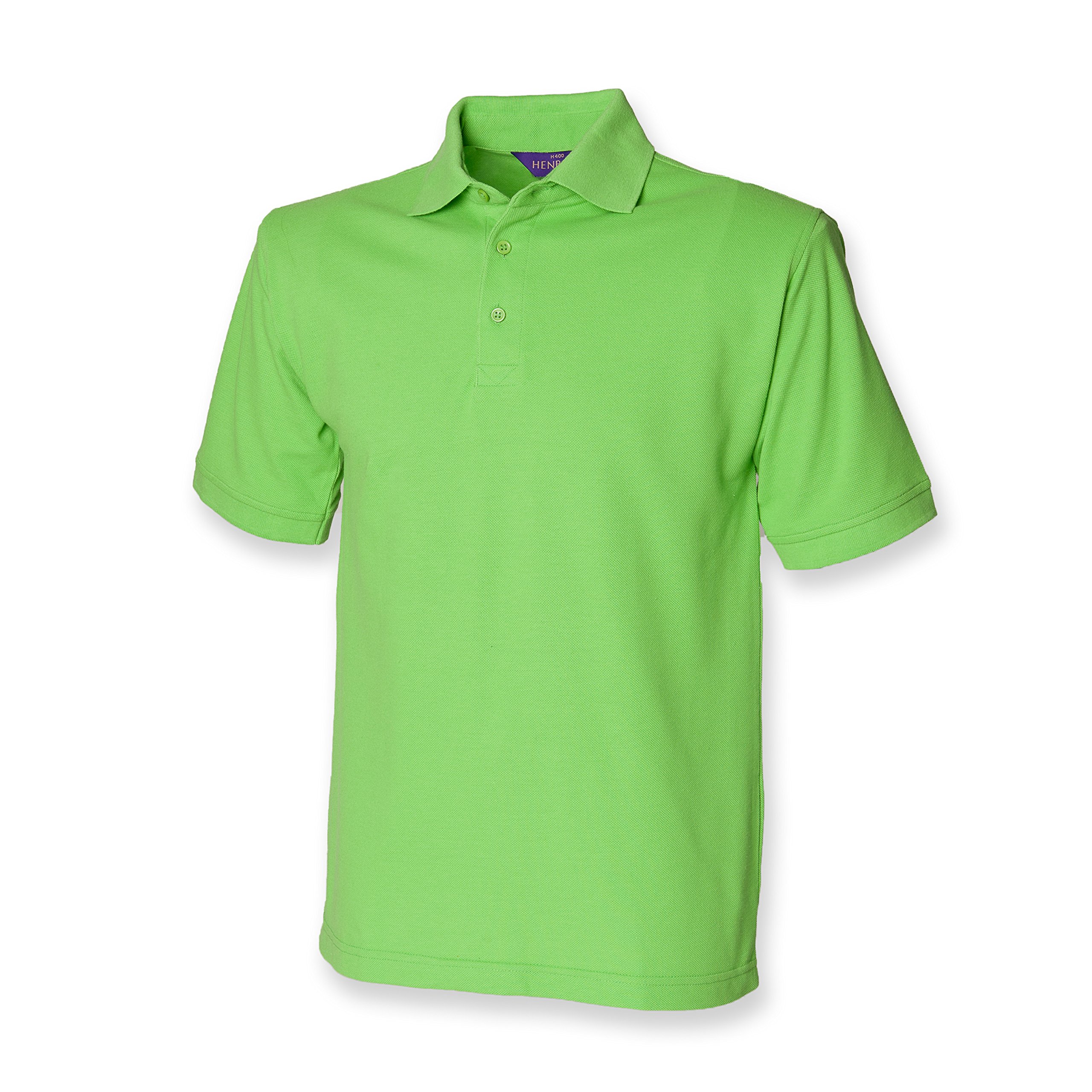 Henbury Mens Heavy Poly/Cotton Pique Polo Shirt Bright Lime 3XL