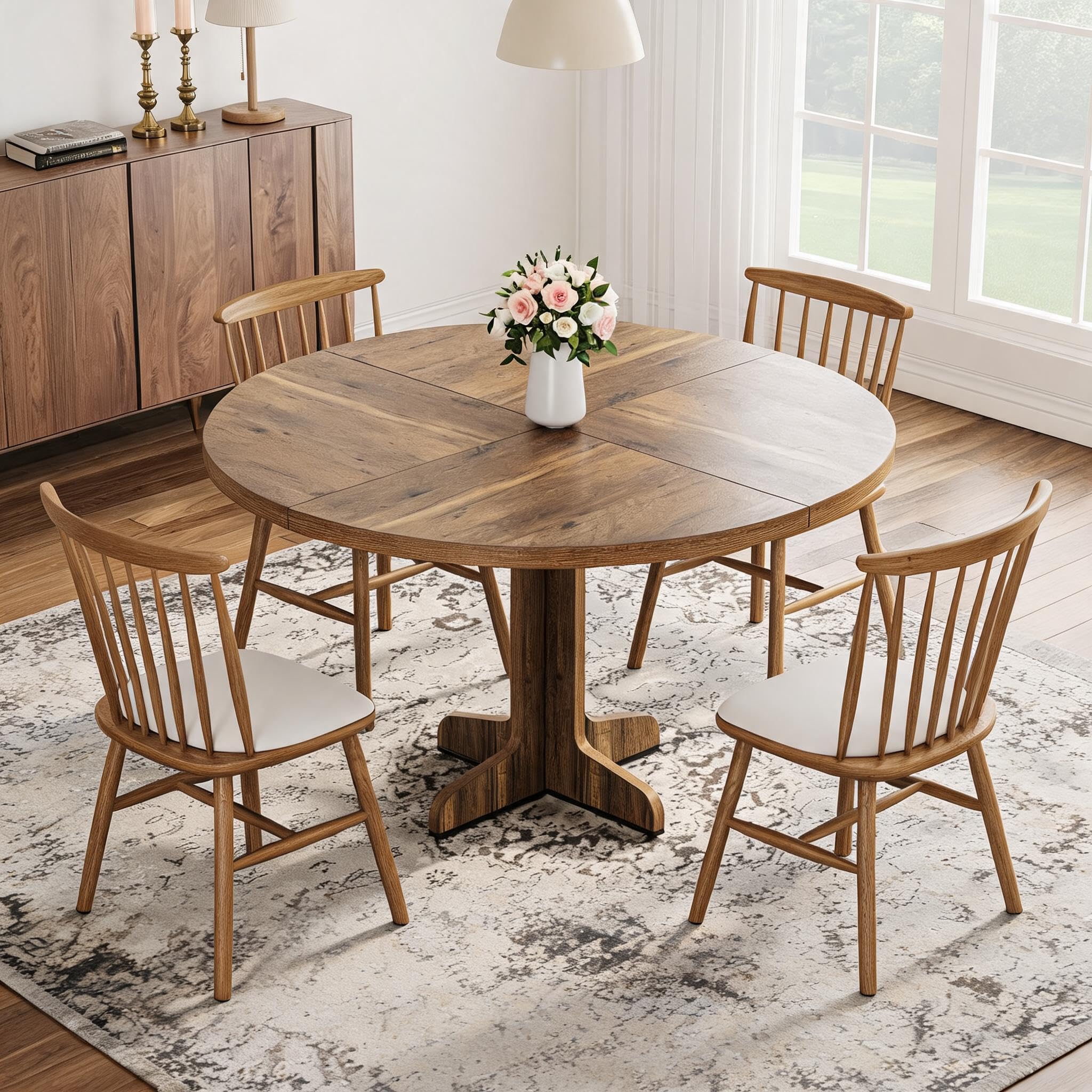 Zstar Runder Esstisch 120cm Massivholz Landhausstil pflegeleicht