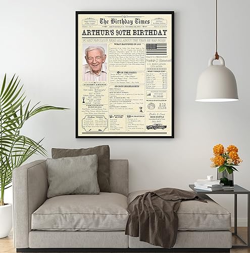 Miniatura 3 de Regalo de cumpleaños número 90 para él, ella, abuelo, abuela, hombres, mujeres, papá, mamá  Decoración de cumpleaños personalizada con estilo de