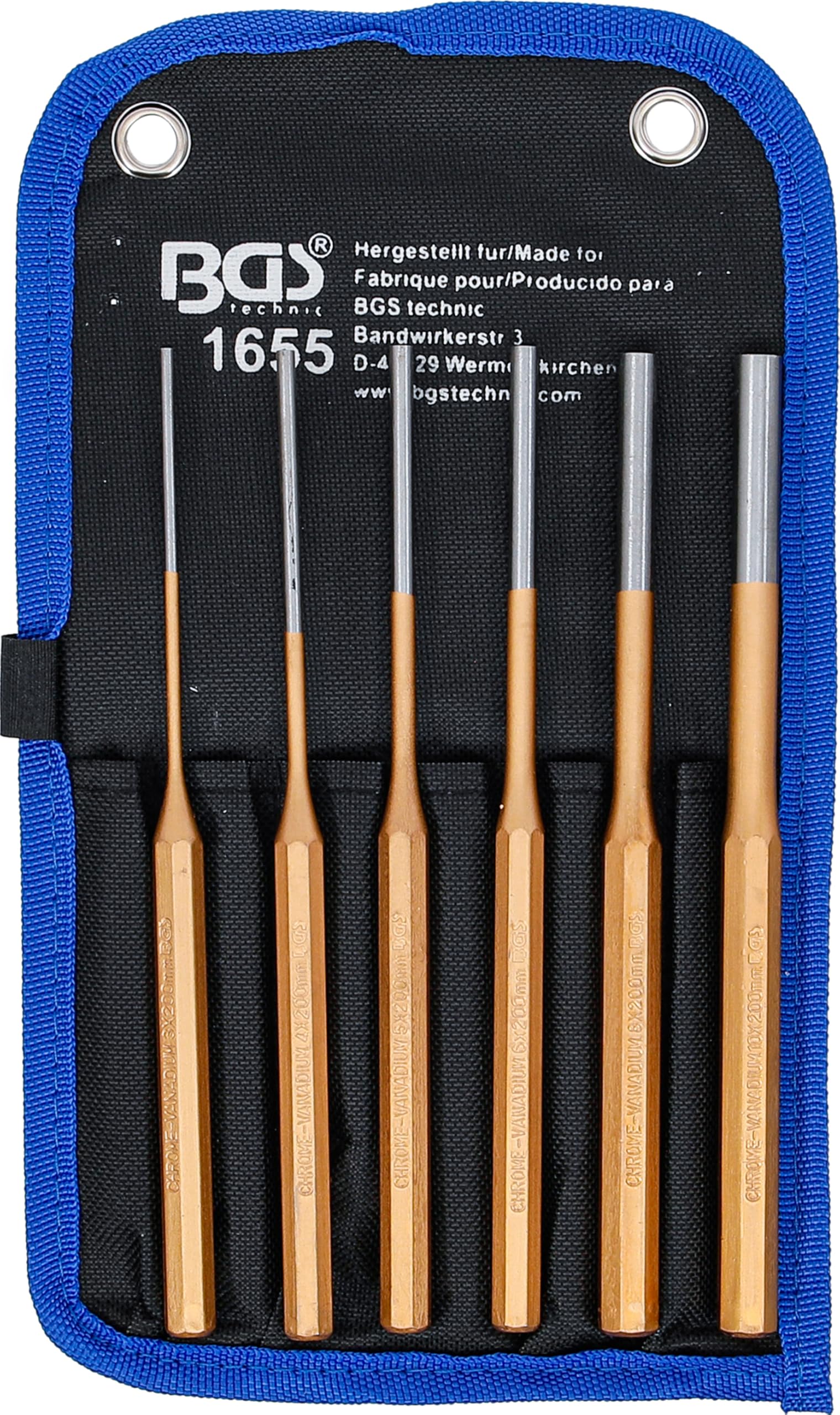 BGS 1655 | Jeu de chasse-​goupilles | 200 mm | 3-​10 mm | 6 pièces