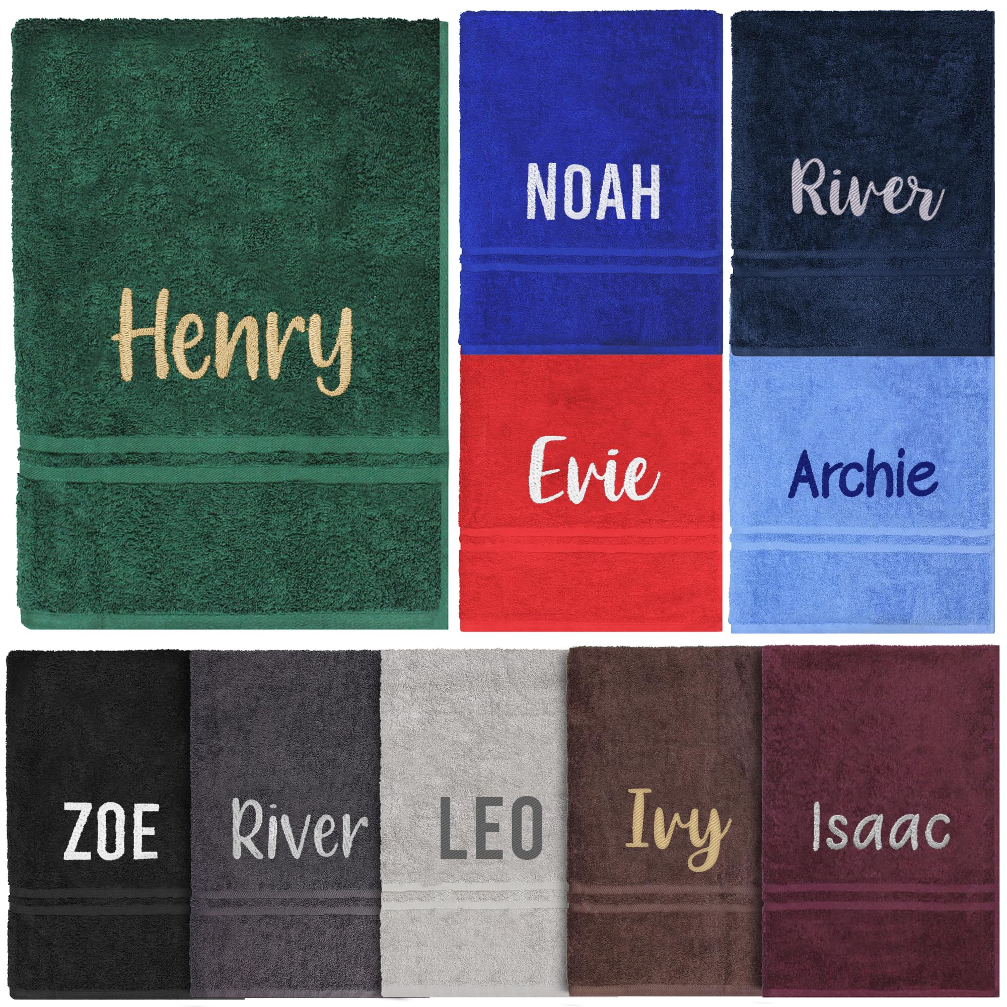 TeddyT's Personalised School Swimming Bath Towel with Embroidered Name (Bottle Green)