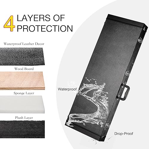 Miniatura 21 de ZeHuoGe Electric Guitar Hard Case Electric Guitar Wooden Hard Shell Lockable Black (Black for Electric LP Guitar)