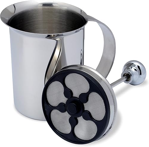 Miniatura 2 de Espumador de leche de acero inoxidable para mano, 14 onzas, Bellemain Capacidad