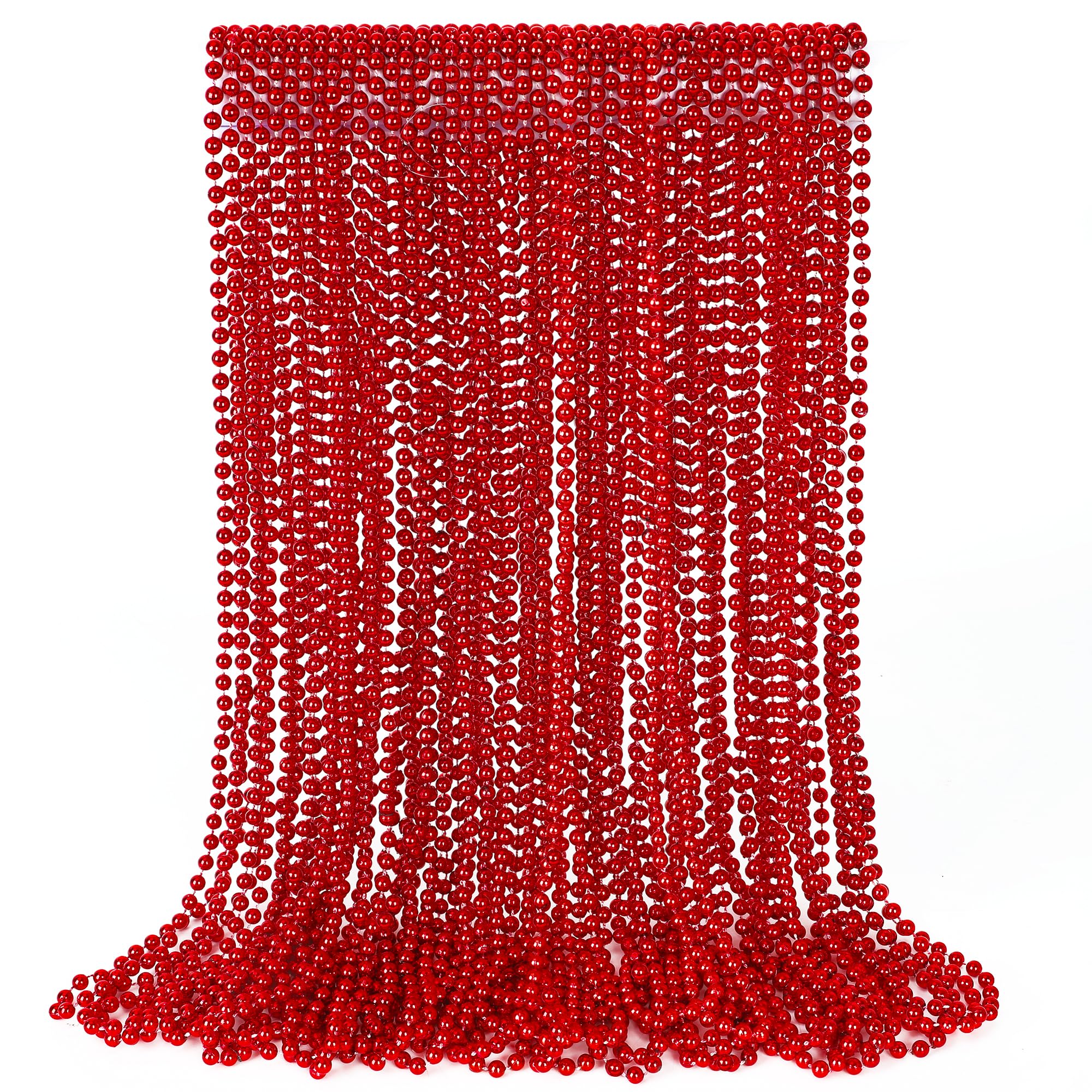 30PCS Beads Necklace, Red Valentines Necklace Stuff Party Favors, 33" Red Necklaces Festival Parade Throw Accessories for Wedding Birthday Valentines