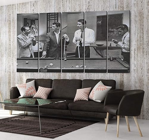 The Rat Pack Playing Pool Canvas Art Wall Home Decor Handmade - Various Sizes (5 Pieces Mega)
