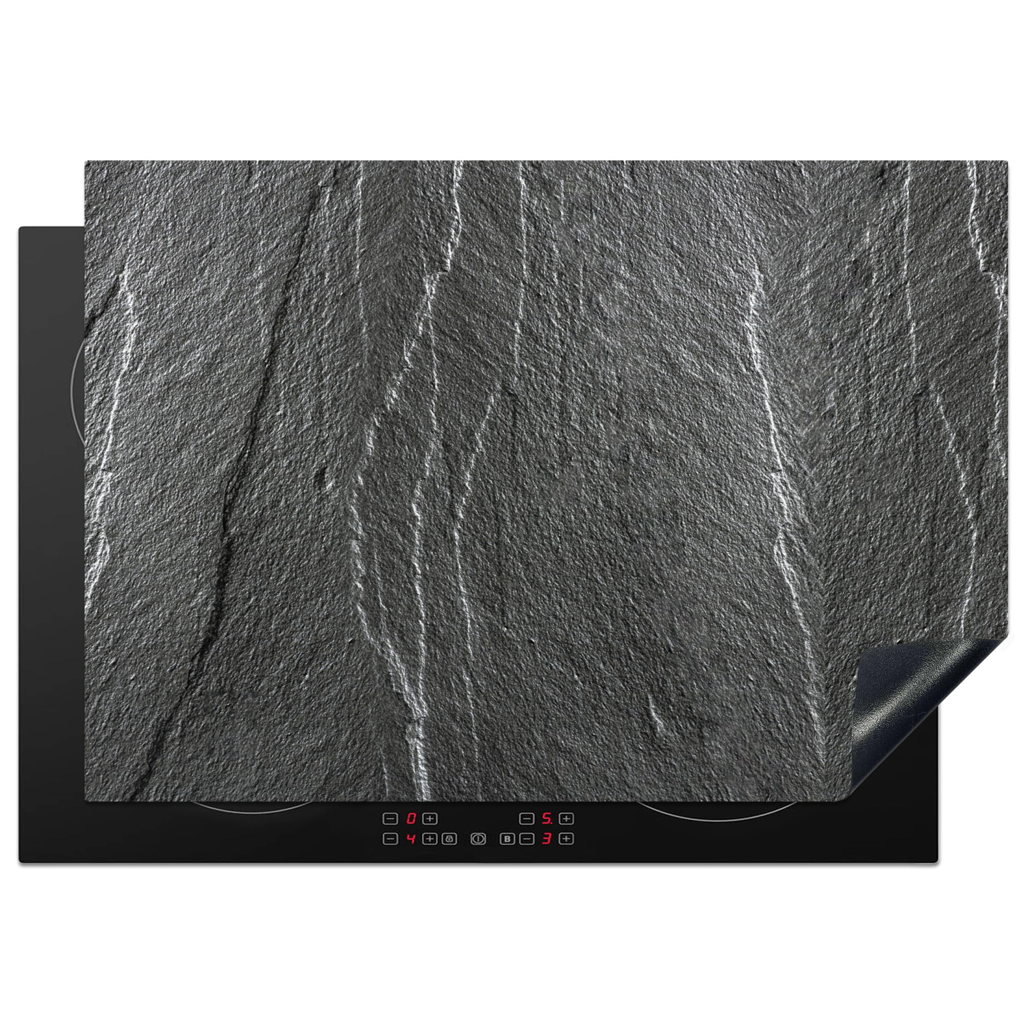 KitchenYeah© Induction Hob Cover Protector Mat 20.5"x29.5" / 75x52 cm Kitchen Universal Ceramic Covers for Electric Cookers Vinyl Stone - Anthracite - Grey - Stone Structure