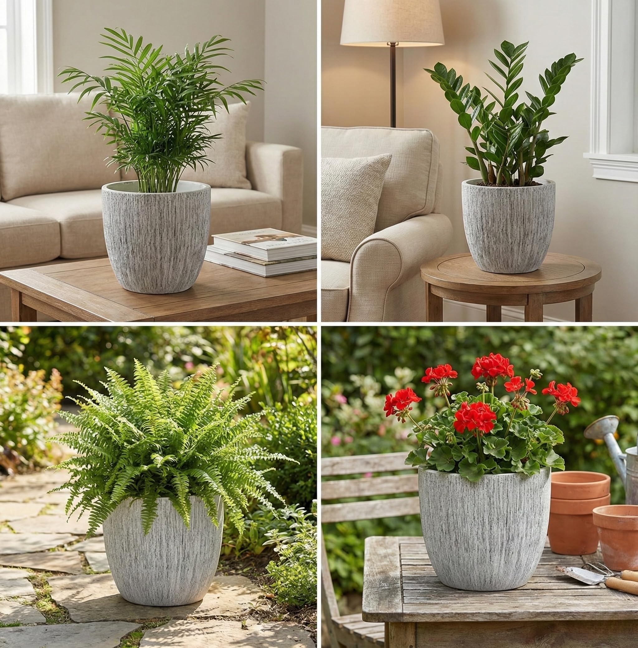 Olly & Rose grandi vasi in ceramica grigio spazzolato