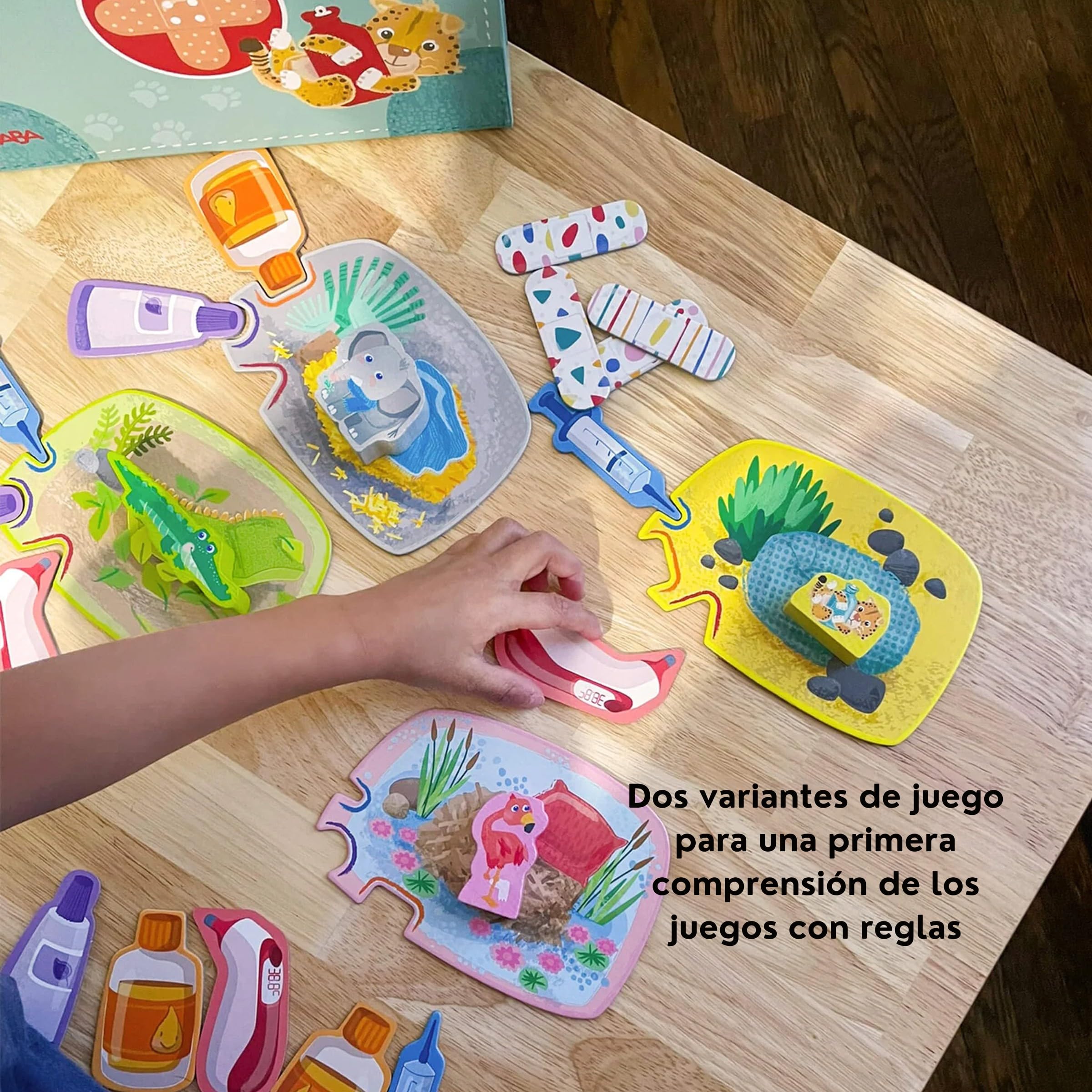 HABA 2011719004 - Mis Primeros Juegos - Hospital Animal, Juego Infantil de Mesa cooperativo y de asignación. Más 2 años