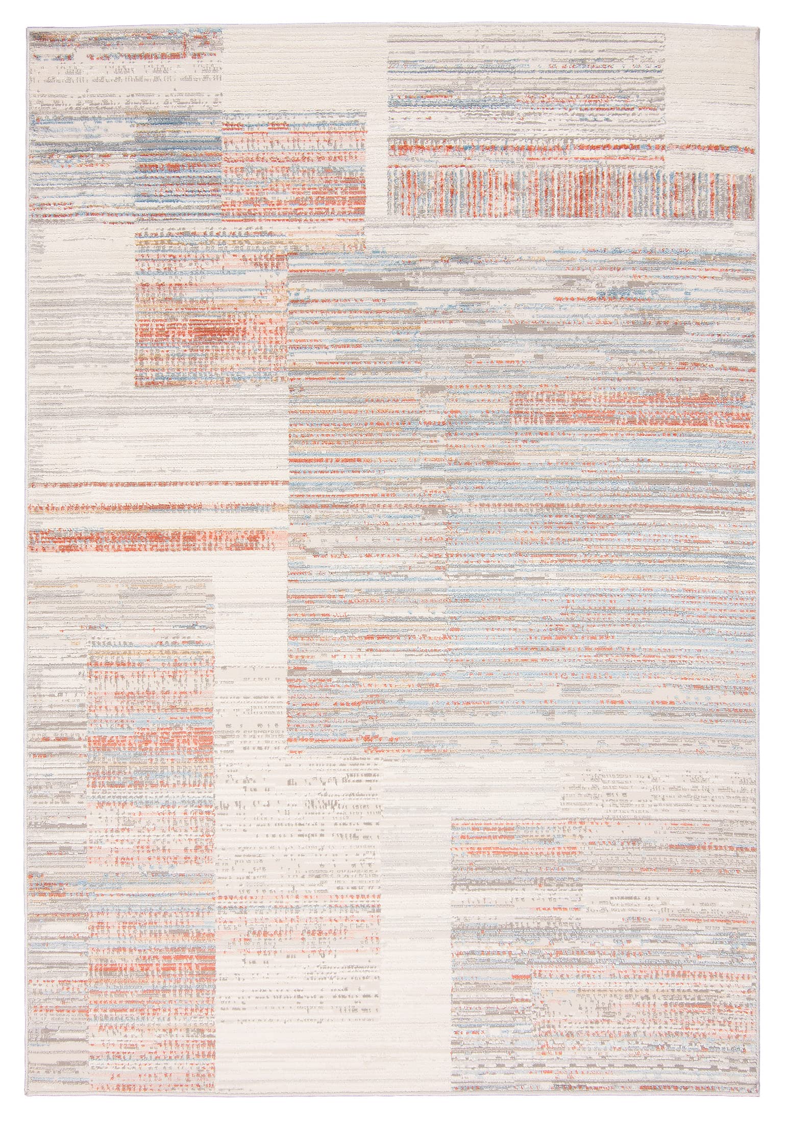 Carpeto Grand Tapis Salon 200x300cm Crème Orange Abstrait Doux Poils Courts