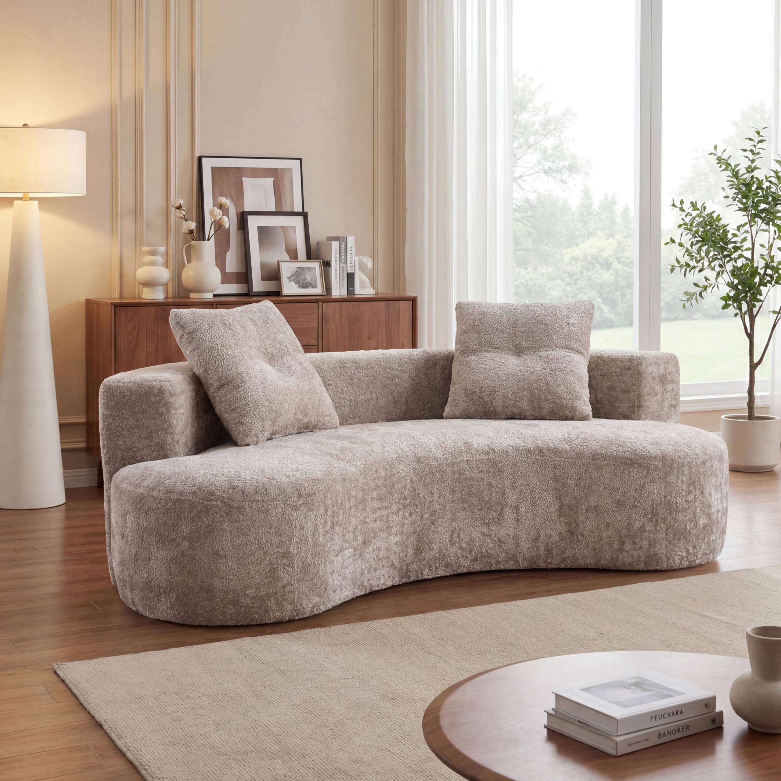 Curved Boucle Modular Sofa - 80 Inch