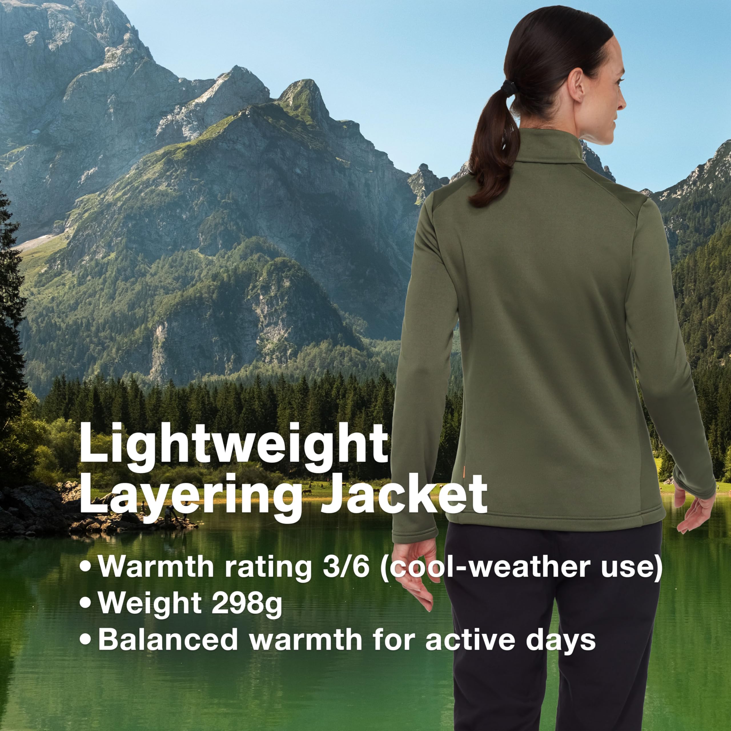 Mammut Damen-Outdoor-Jacke mit Zwischenschicht, warm und atmungsaktiv, isoliert, mit Reißverschluss zum Wandern und Laufen, Dark Marsh, Größe S
