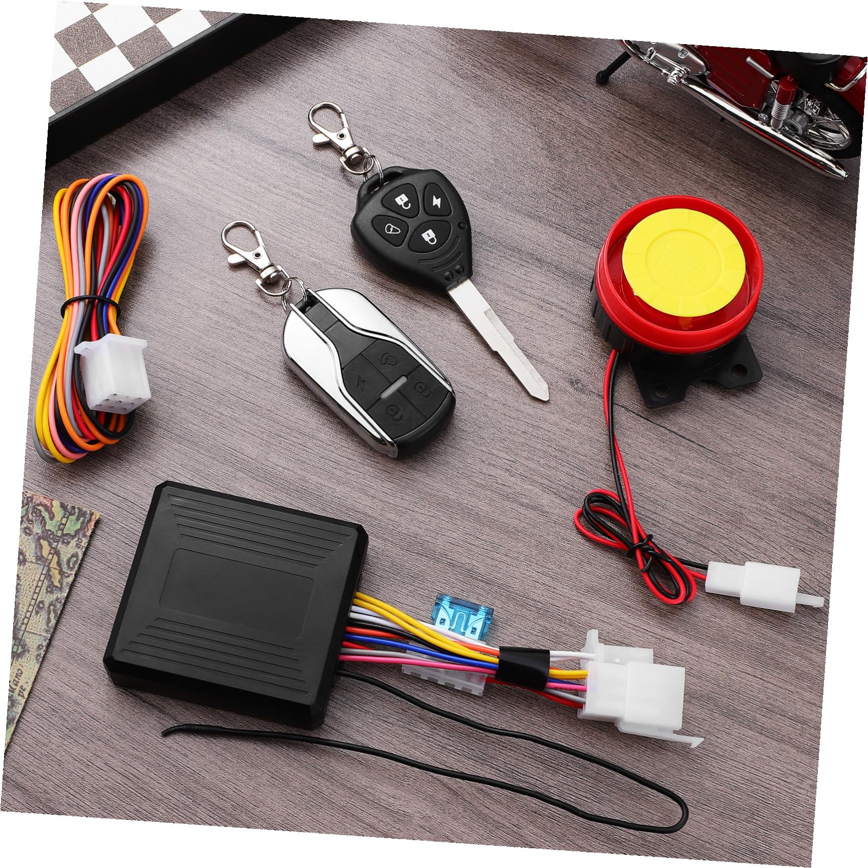 Allarme Antifurto per Veicoli a Due Ruote 315mhz con Avvio Remoto Nero | Abs, Batteria Inclusa, Telecomando in Dotazione, Dispositivo per Scooter e Motocicletta