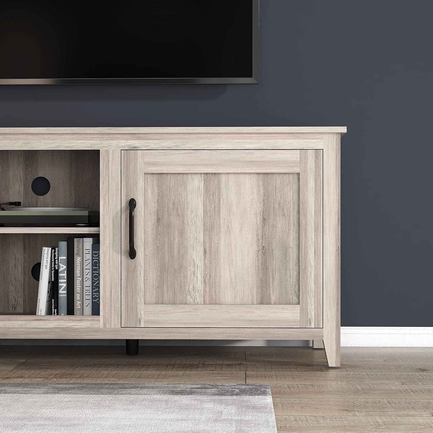 IANIYA 70.08 Inch TV Stand with Ample Storage Space and Sturdy Structure Design, Perfect for Living Room (Grey-with Door)
