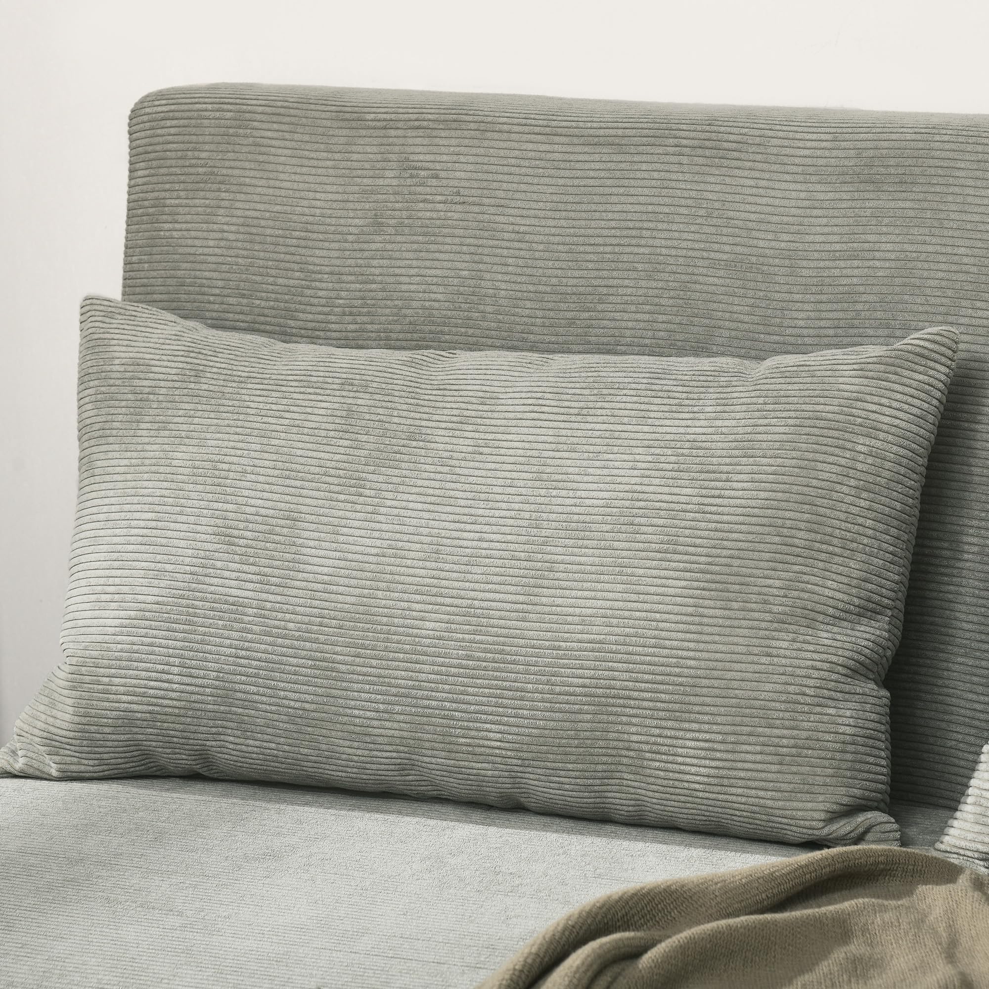 HOMCOM Divano Letto Matrimoniale con Schienale Regolabile in 3 Posizioni e 2 Cuscini, Divano Letto Clic Clac in Tessuto Effetto Lino Grigio