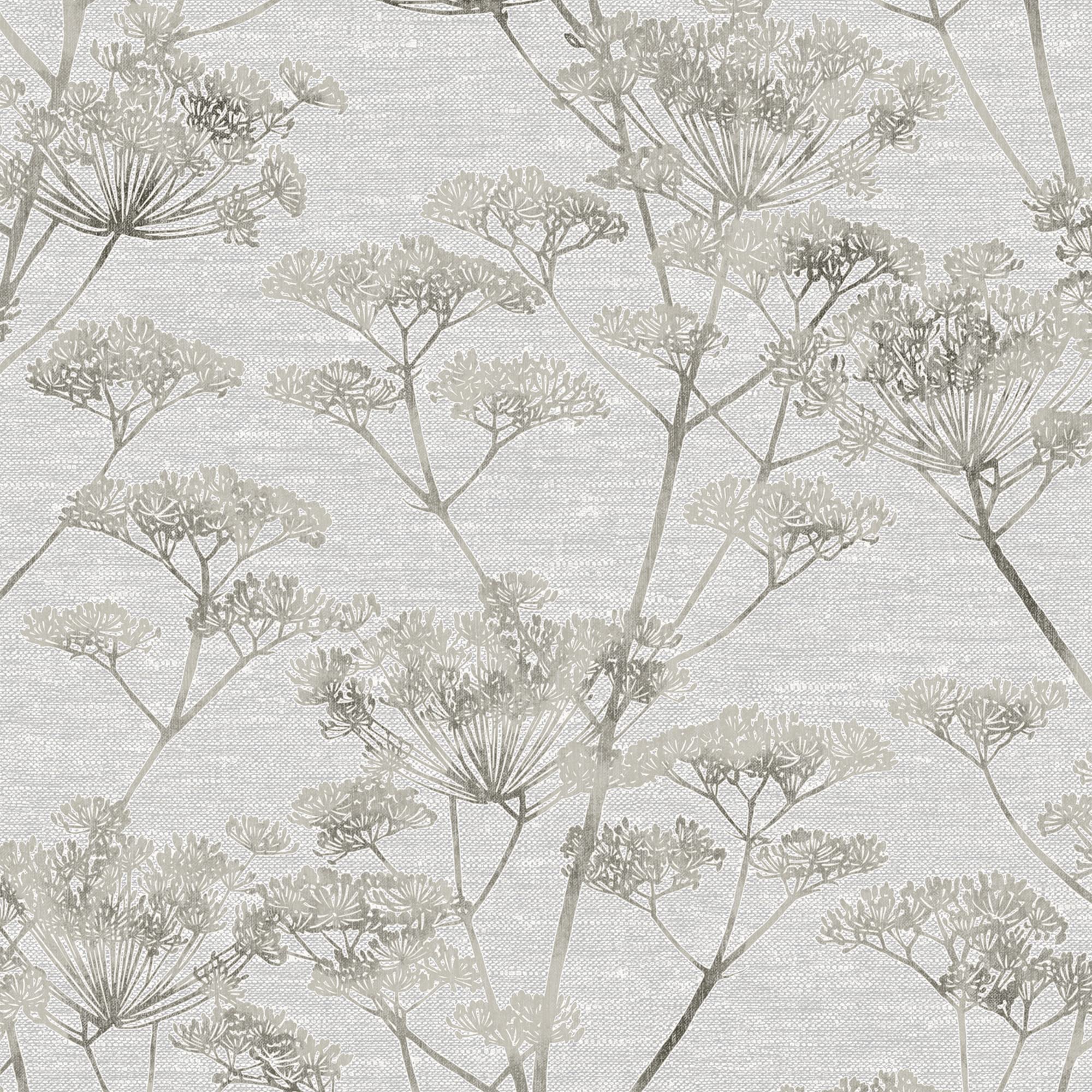Boutique Grey Serene Seedhead Floral Wallpaper 5011583547931