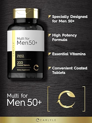 Miniatura 4 de Carlyle Multivitamínico para hombres mayores de 50 años | 200 unidades | con vitaminas B, vitamina D, magnesio y zinc | Suplemento sin gluten