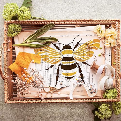 Miniatura 7 de FINGERINSPIRE Plantilla de abeja de 8.3 x 11.7 pulgadas, reutilizable, plantilla de dibujo de abejorro Datura para manualidades, plantilla de